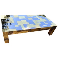 Paul Evans Directional Cityscape Coffee Table in Chrome and Brass