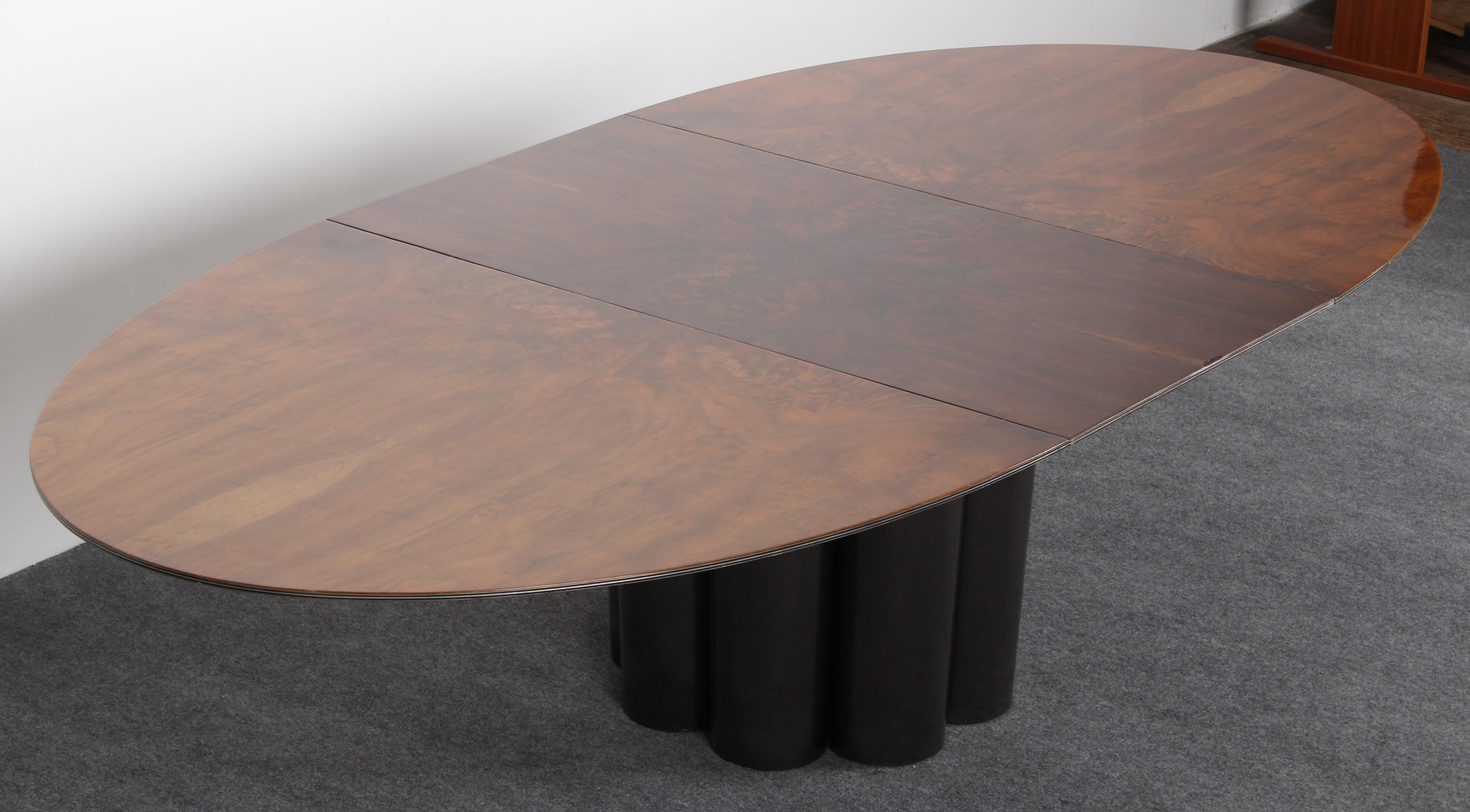 A gorgeous burl walnut dining table designed by Paul Evans for Directional, 1975. Verified by Dorsey Reading as 