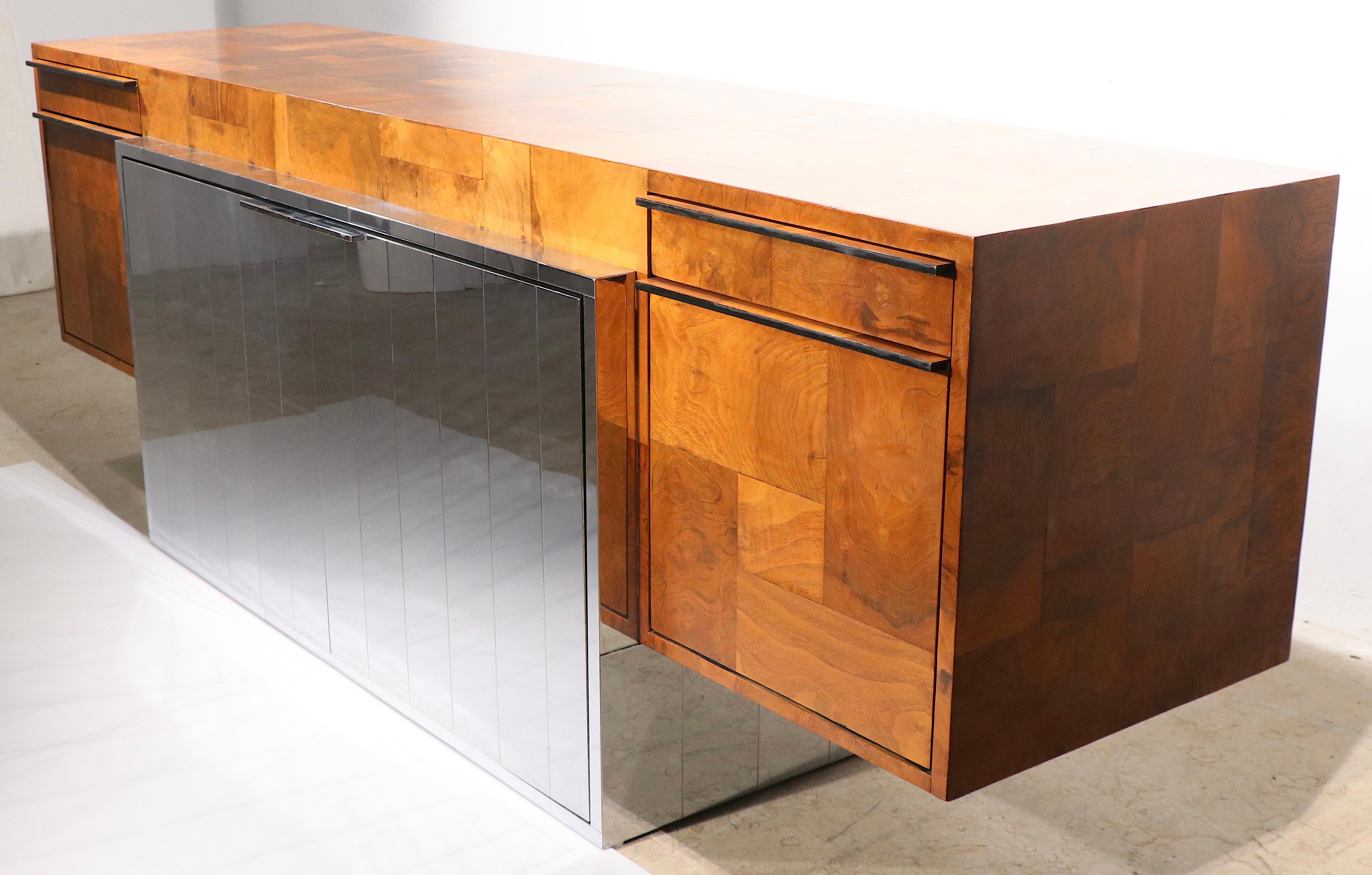 Post-Modern Paul Evans Directional Patchwork Credenza, c 1970's For Sale