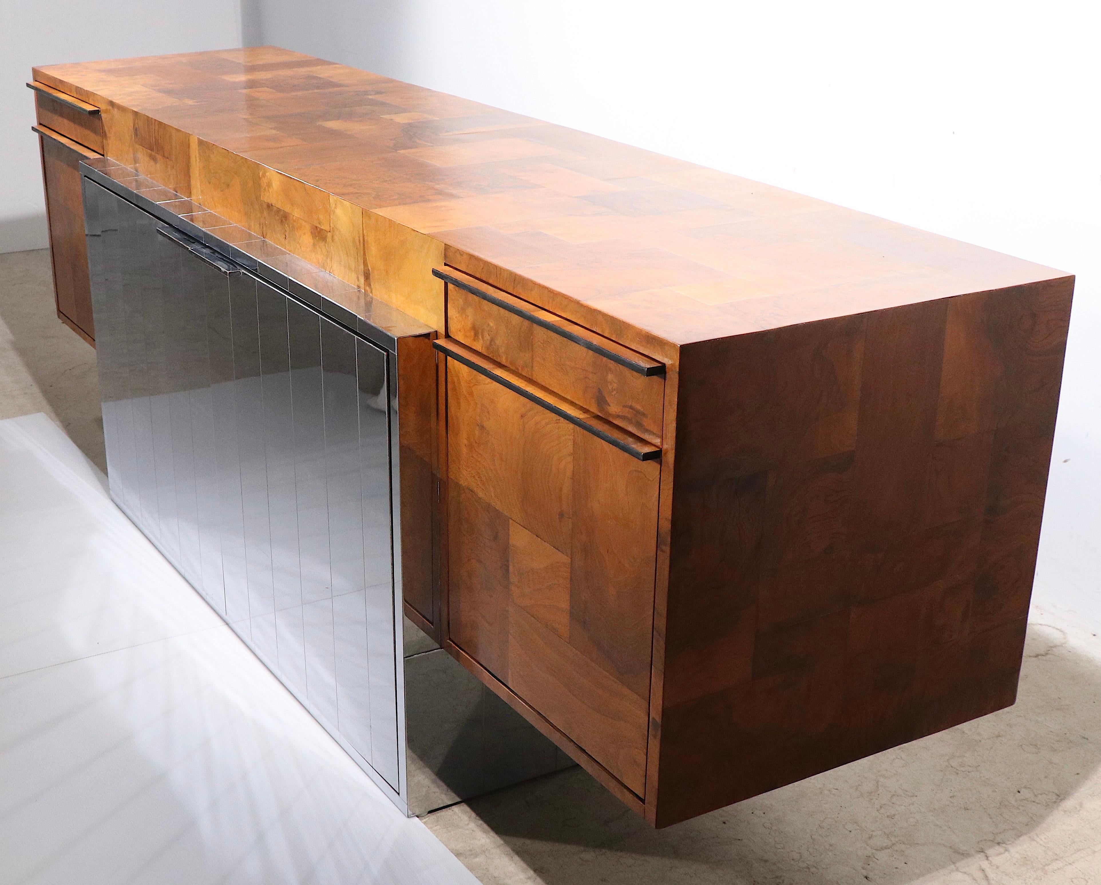 Chrome Paul Evans Directional Patchwork Credenza, c 1970's For Sale
