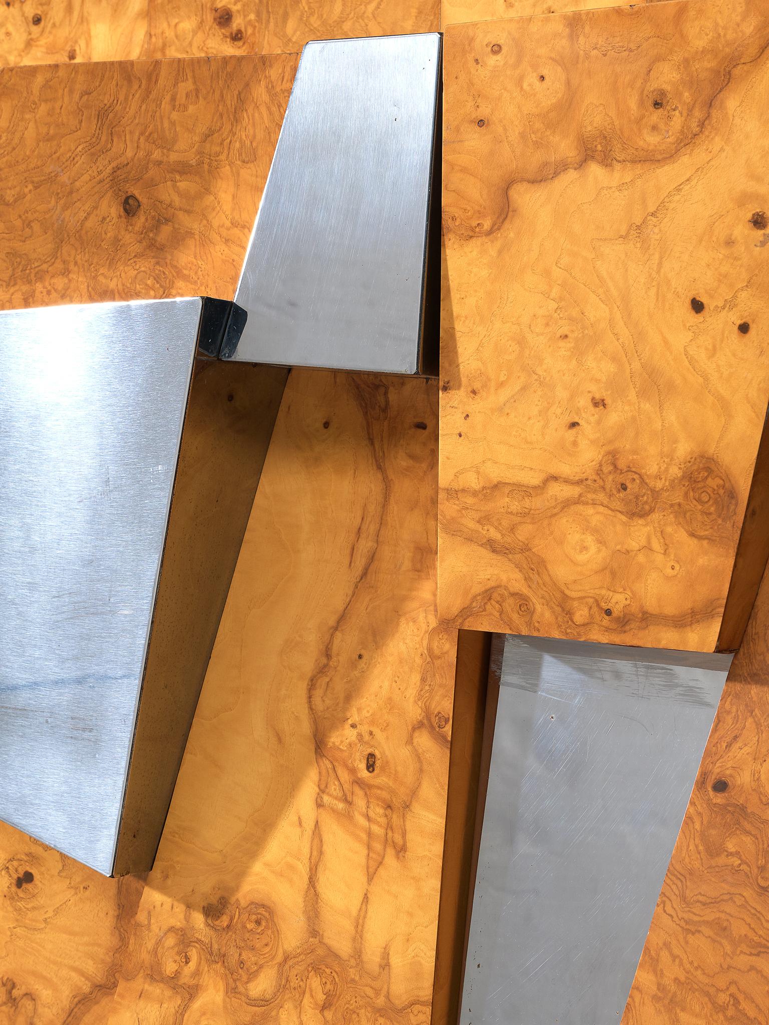 Paul Evans 'Faceted' Wall Cabinet in Chrome and Burl 1