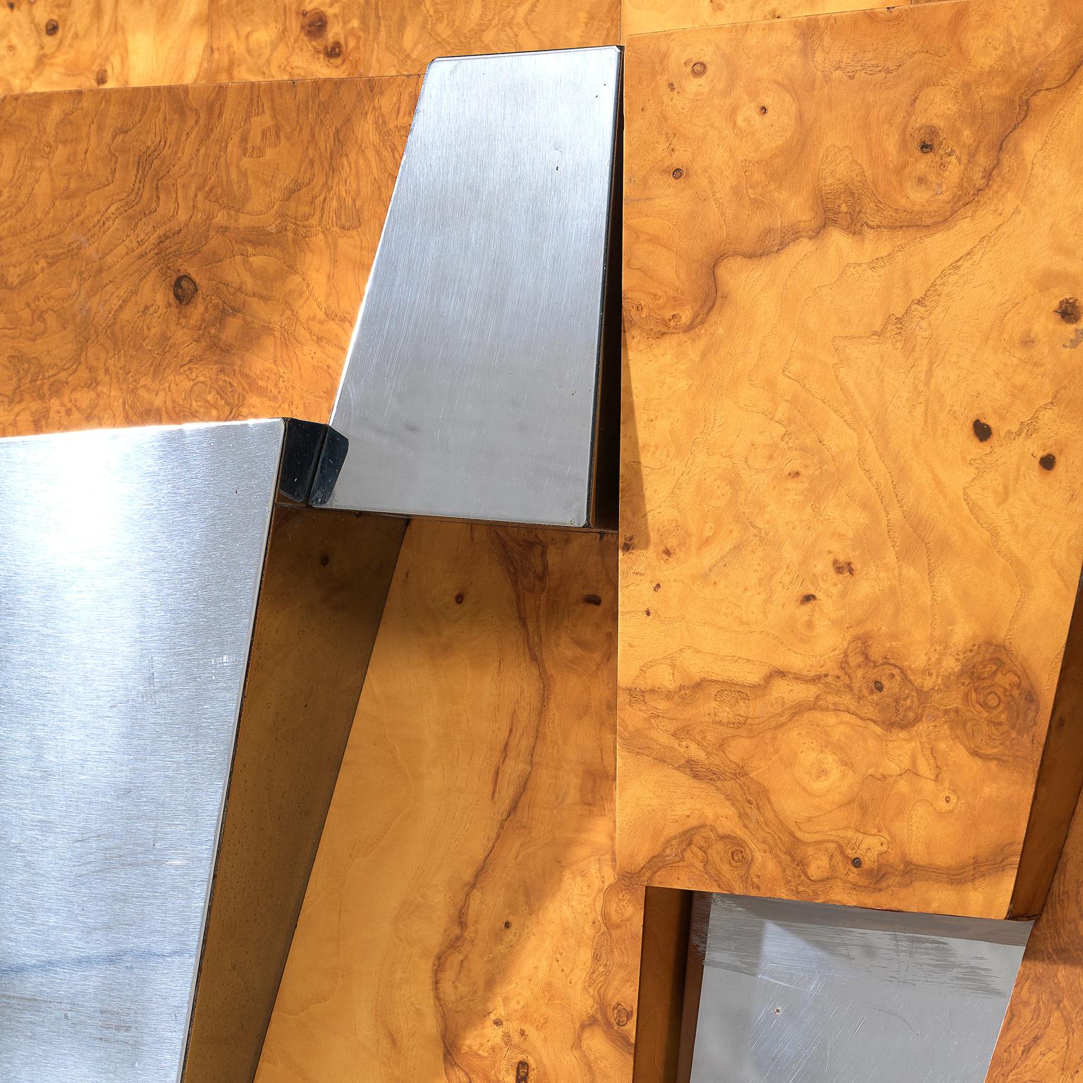 Paul Evans 'Faceted' Wall Cabinet in Chrome and Burl 2