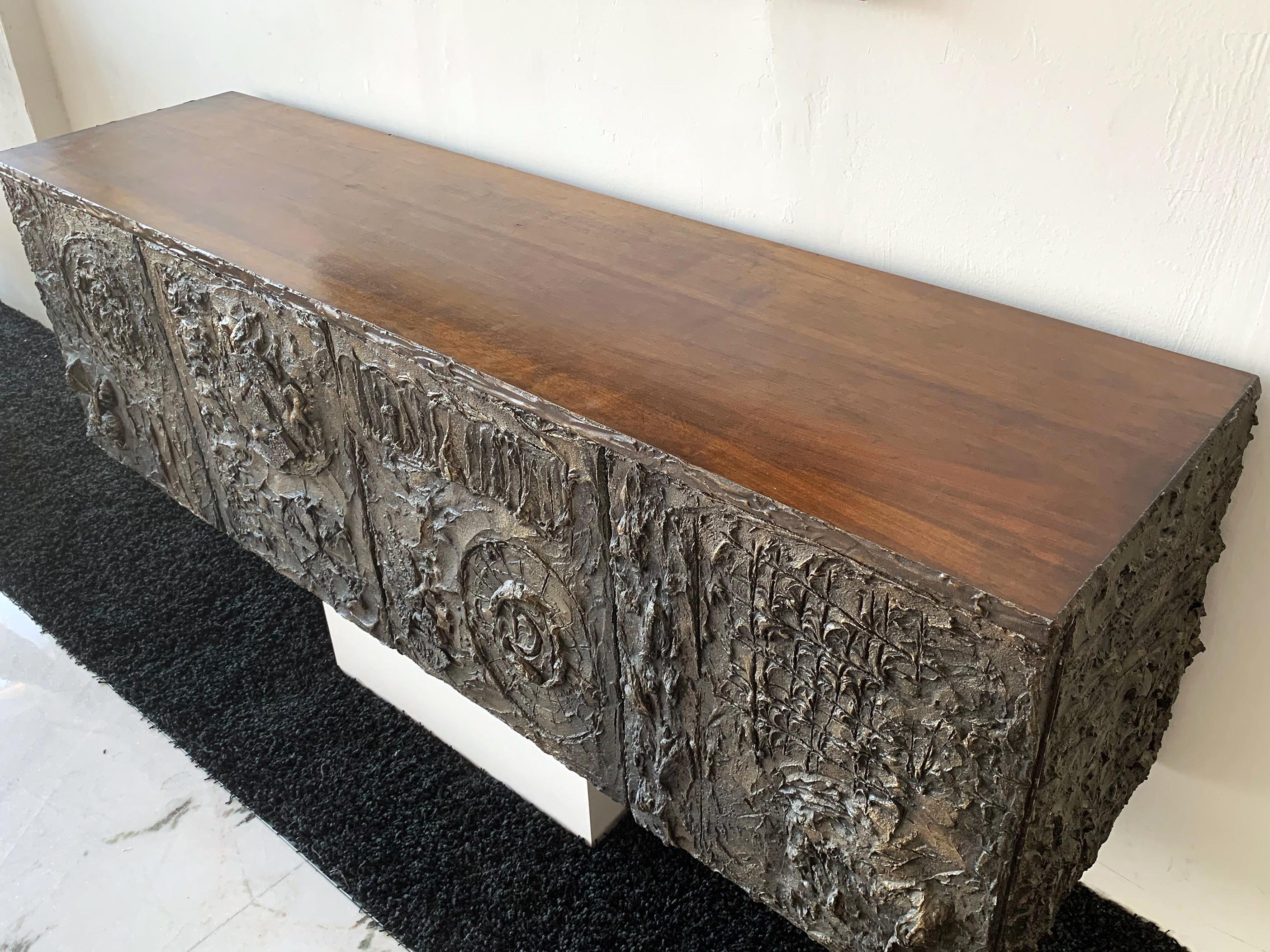 Late 20th Century Paul Evans Floating Cast Bronze Credenza