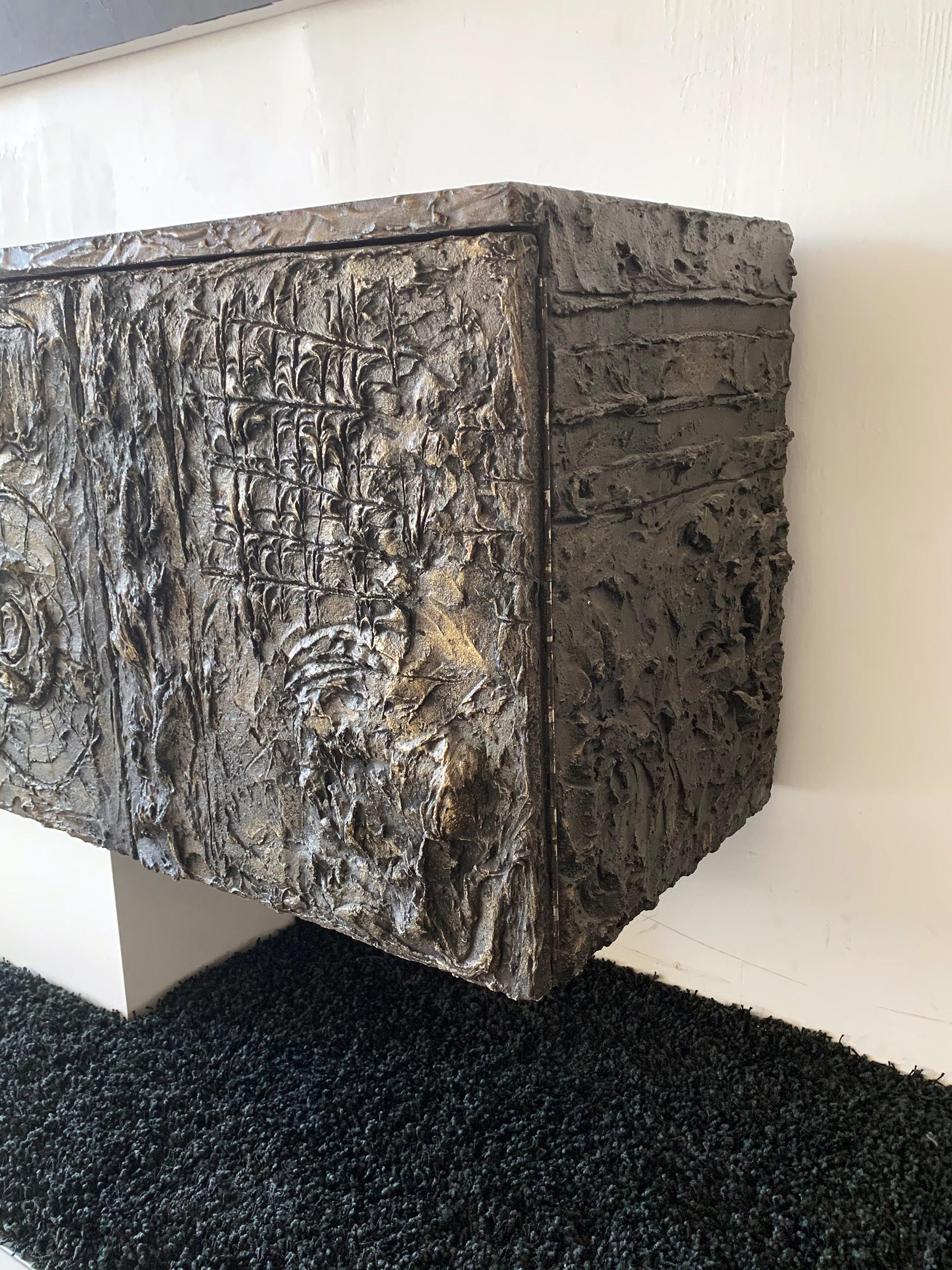 Walnut Paul Evans Floating Cast Bronze Credenza
