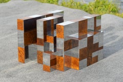 Paul Evans: „Directional“ 8-lagiger Cityscape-Couchtisch in Chrom und Wurzelholz