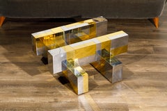 Paul Evans for Directional Brass and Chrome Cityscape Coffee Table, circa 1970s