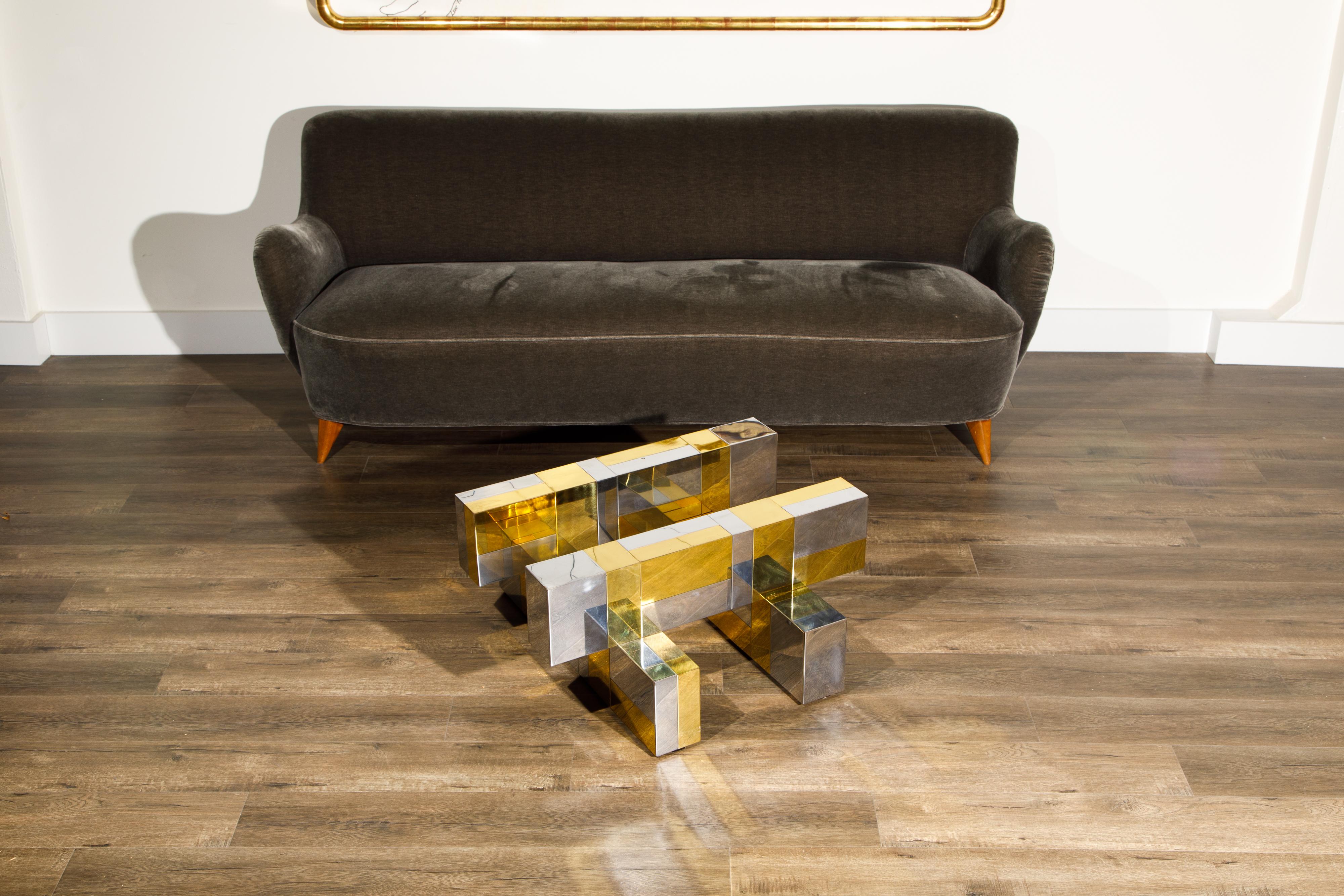 Modern Paul Evans for Directional Brass and Chrome Cityscape Coffee Table, circa 1970s