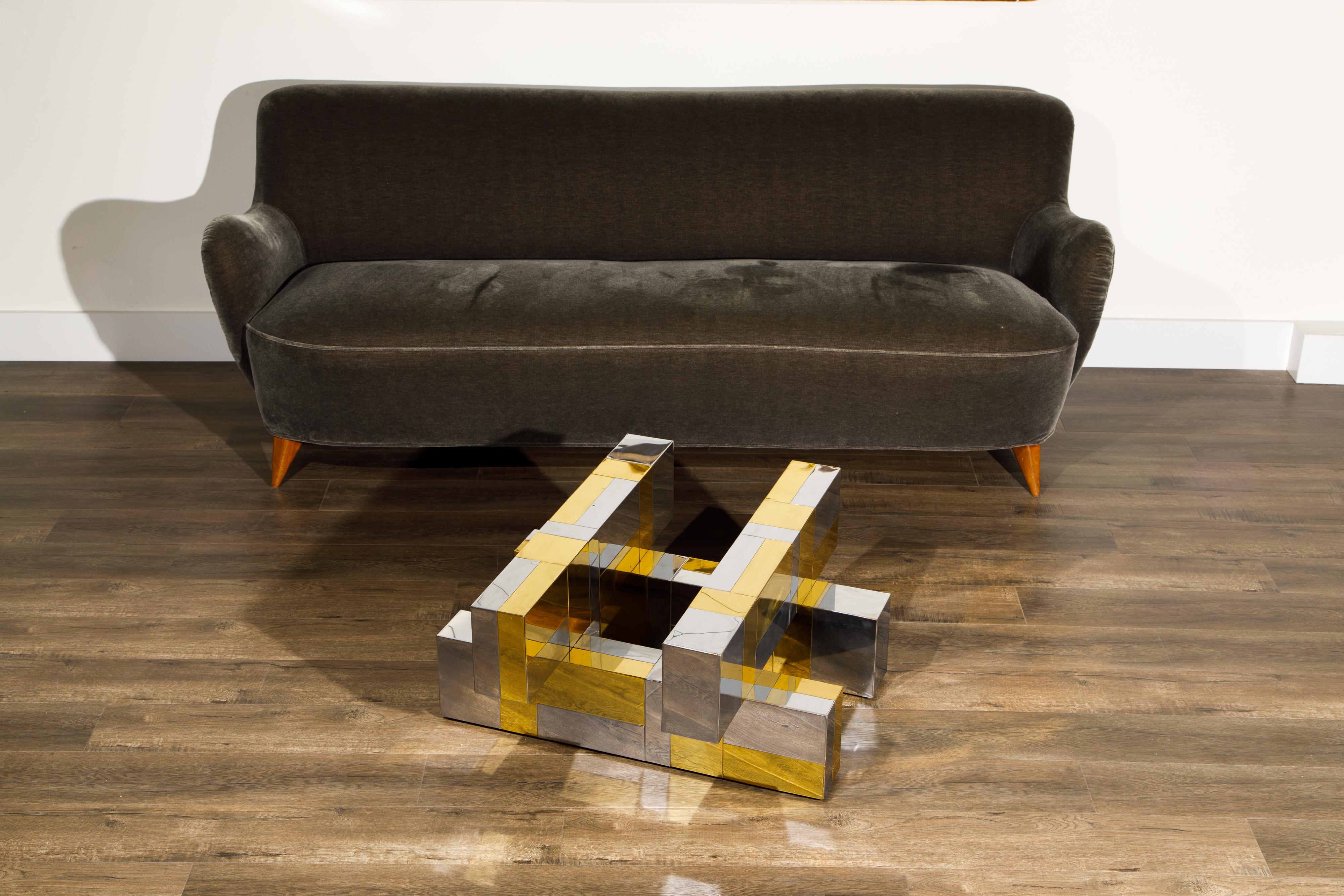 Paul Evans for Directional Brass and Chrome Cityscape Coffee Table, circa 1970s In Good Condition In Los Angeles, CA
