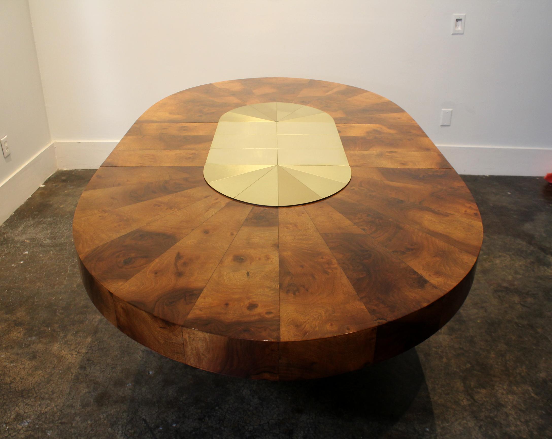 Mid-Century Modern Paul Evans for Directional Brass and Wood Sunburst Dining Table For Sale
