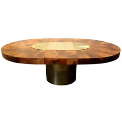 Paul Evans for Directional Brass and Wood Sunburst Dining Table