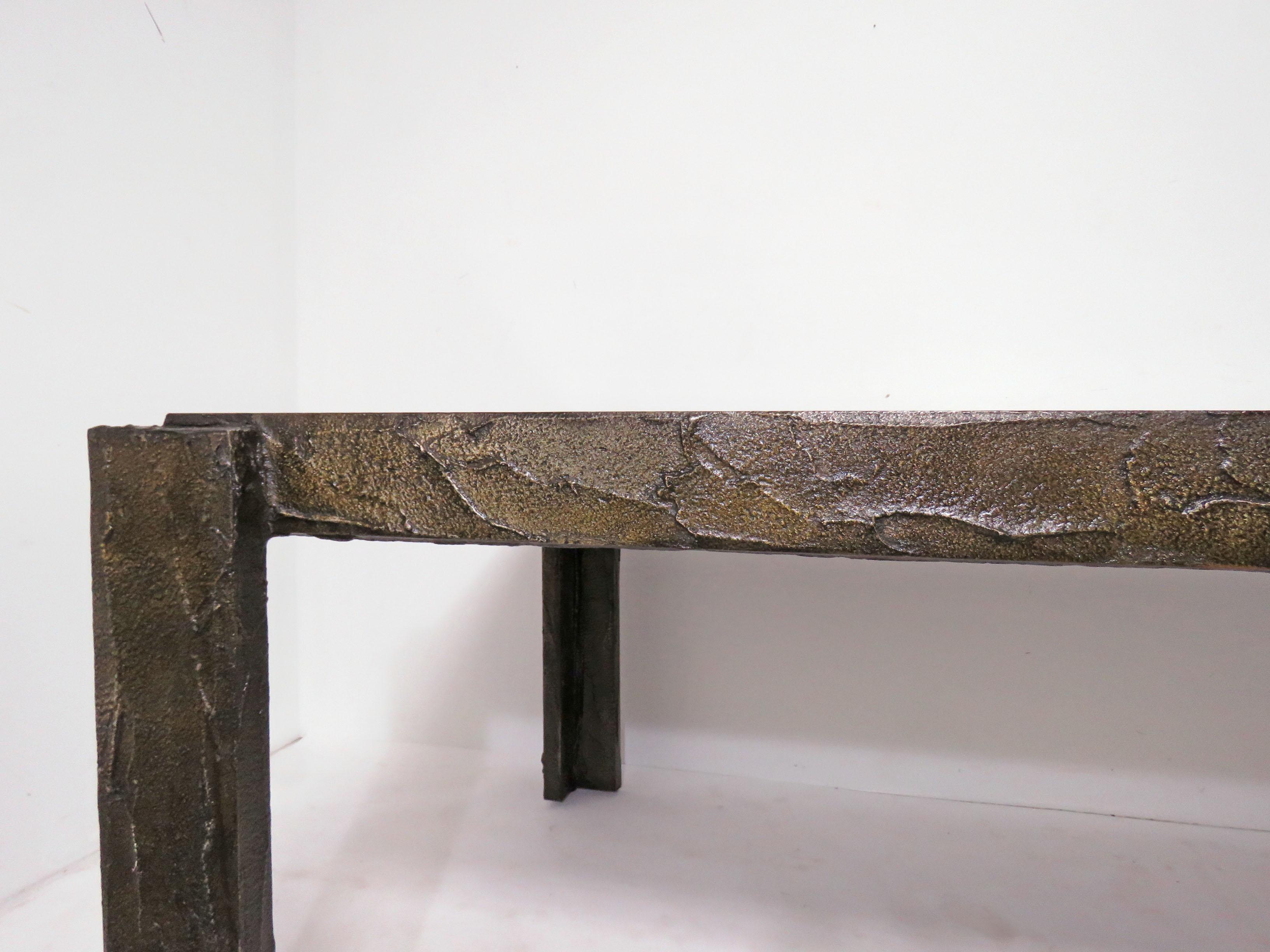 Epoxy Resin Paul Evans for Directional Brutalist Bronzed Sculpted Dining Table, circa 1970s