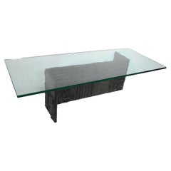 Paul Evans for Directional  Brutalist Glass and Resin Coffee Table signed PE70
