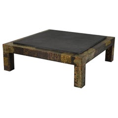 Paul Evans for Directional Brutalist Patchwork Metal Large Coffee Table