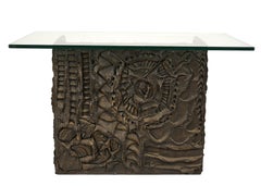 Paul Evans for Directional Brutalist Sculptured Bronzed Resin Console Table