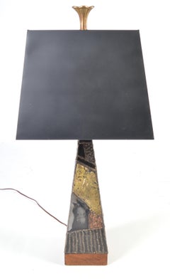 Paul Evans for Directional Brutalist Welded Patchwork Table Lamp, circa 1960