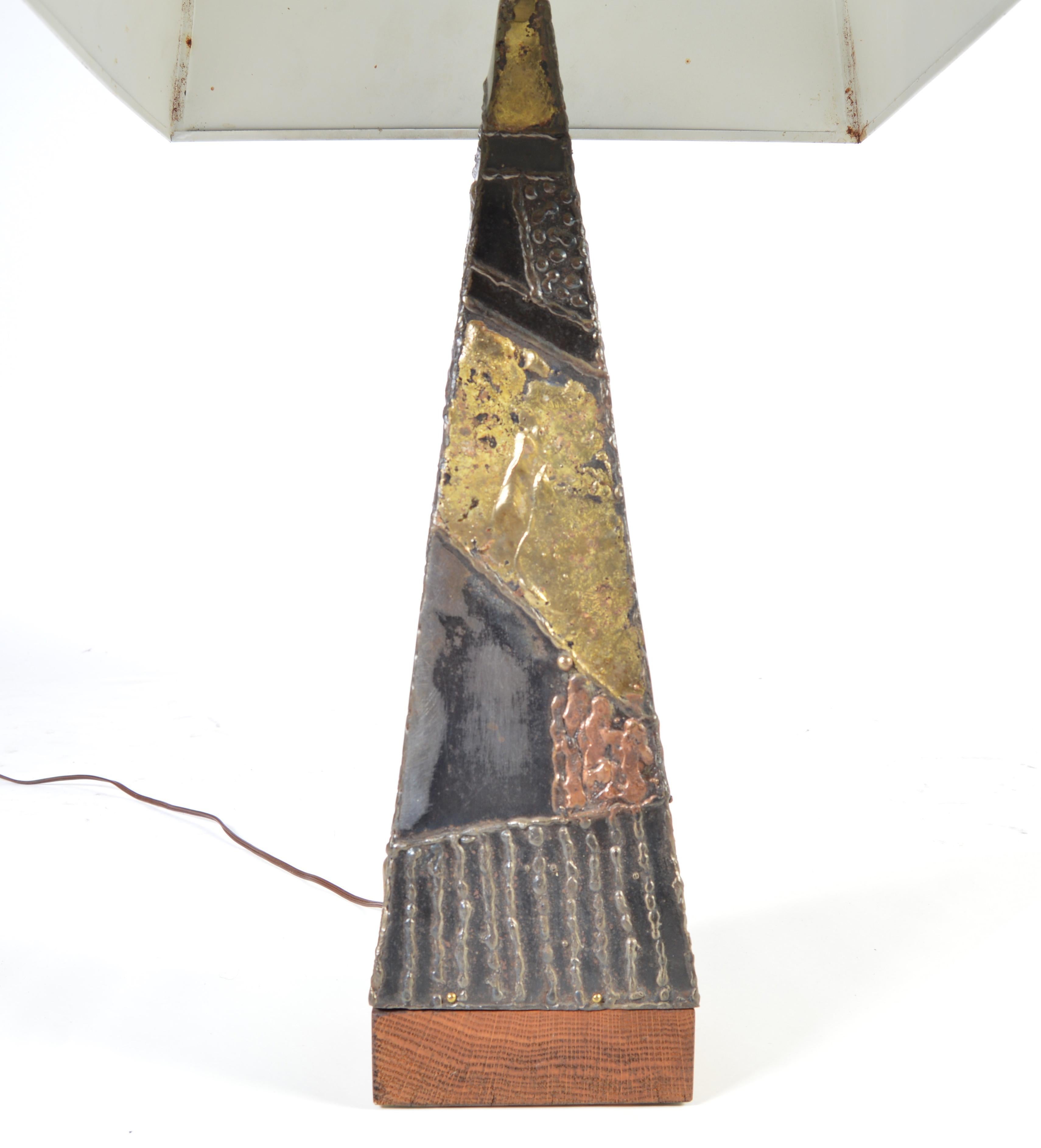 Mid-Century Modern Paul Evans for Directional Brutalist Welded Patchwork Table Lamp, circa 1960