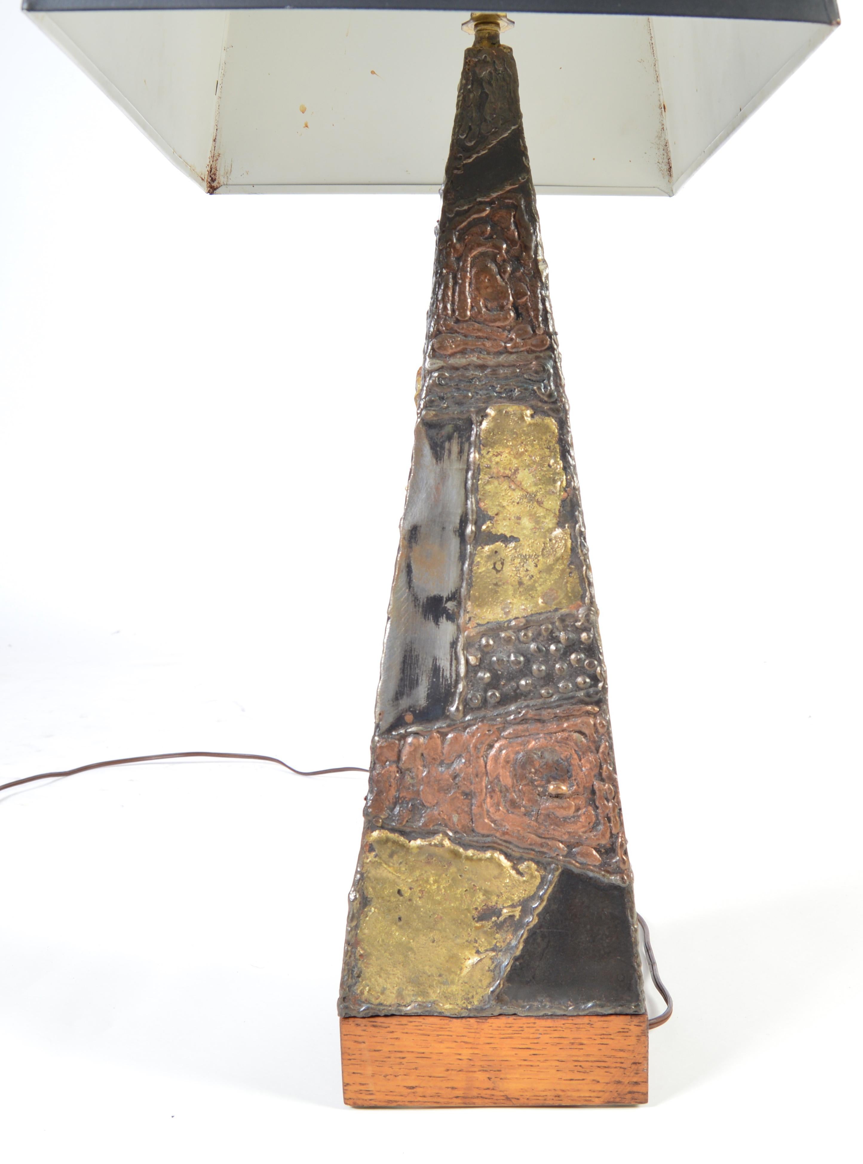 American Paul Evans for Directional Brutalist Welded Patchwork Table Lamp, circa 1960