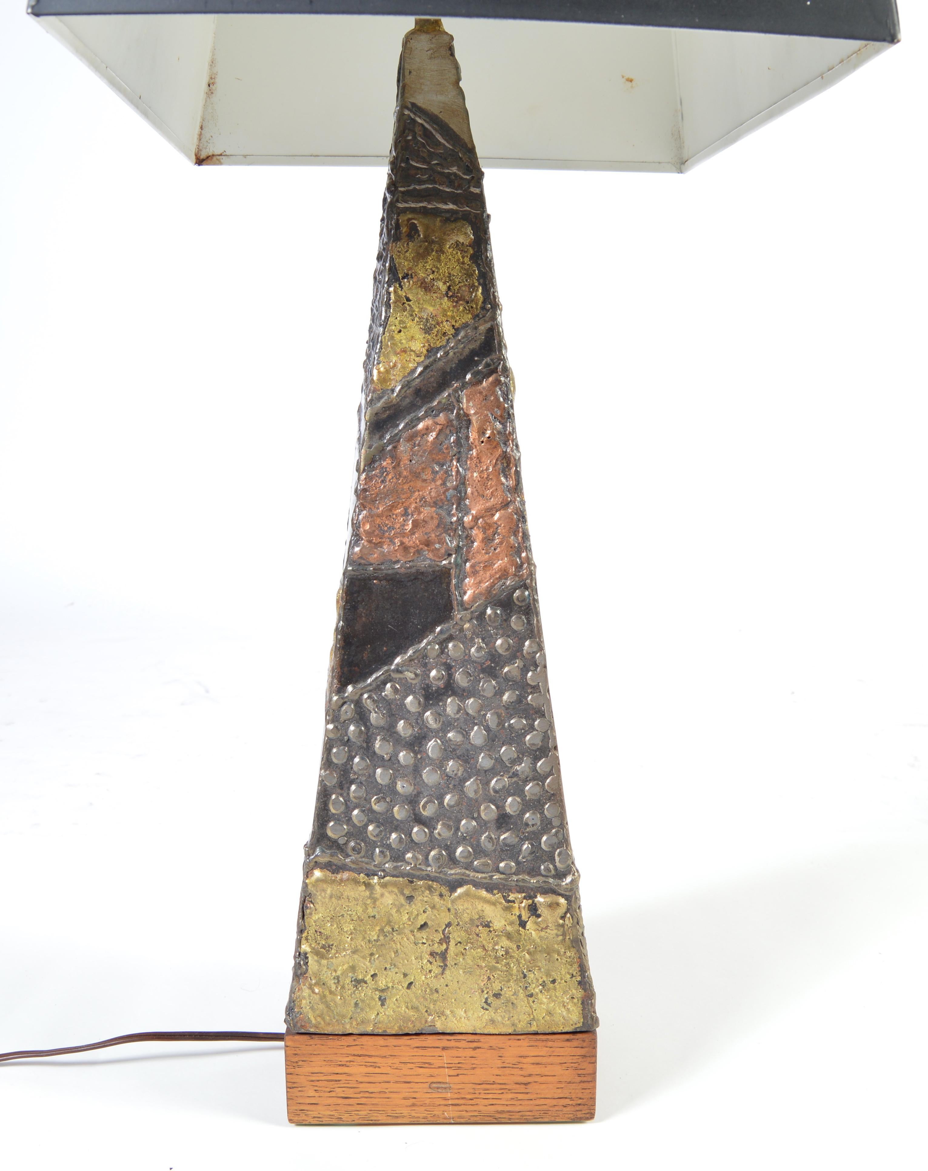 Paul Evans for Directional Brutalist Welded Patchwork Table Lamp, circa 1960 In Excellent Condition In Southampton, NJ
