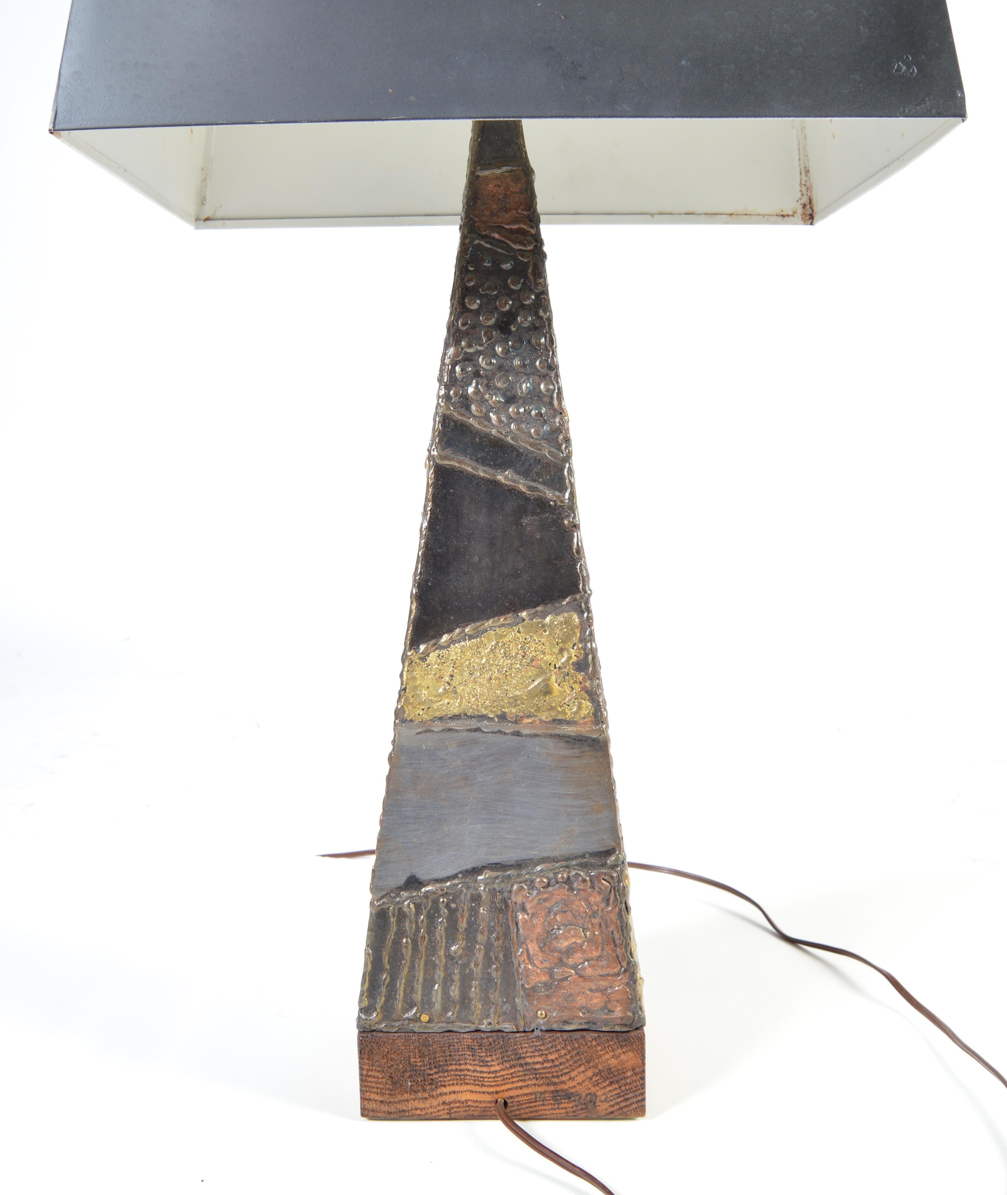 Mid-20th Century Paul Evans for Directional Brutalist Welded Patchwork Table Lamp, circa 1960