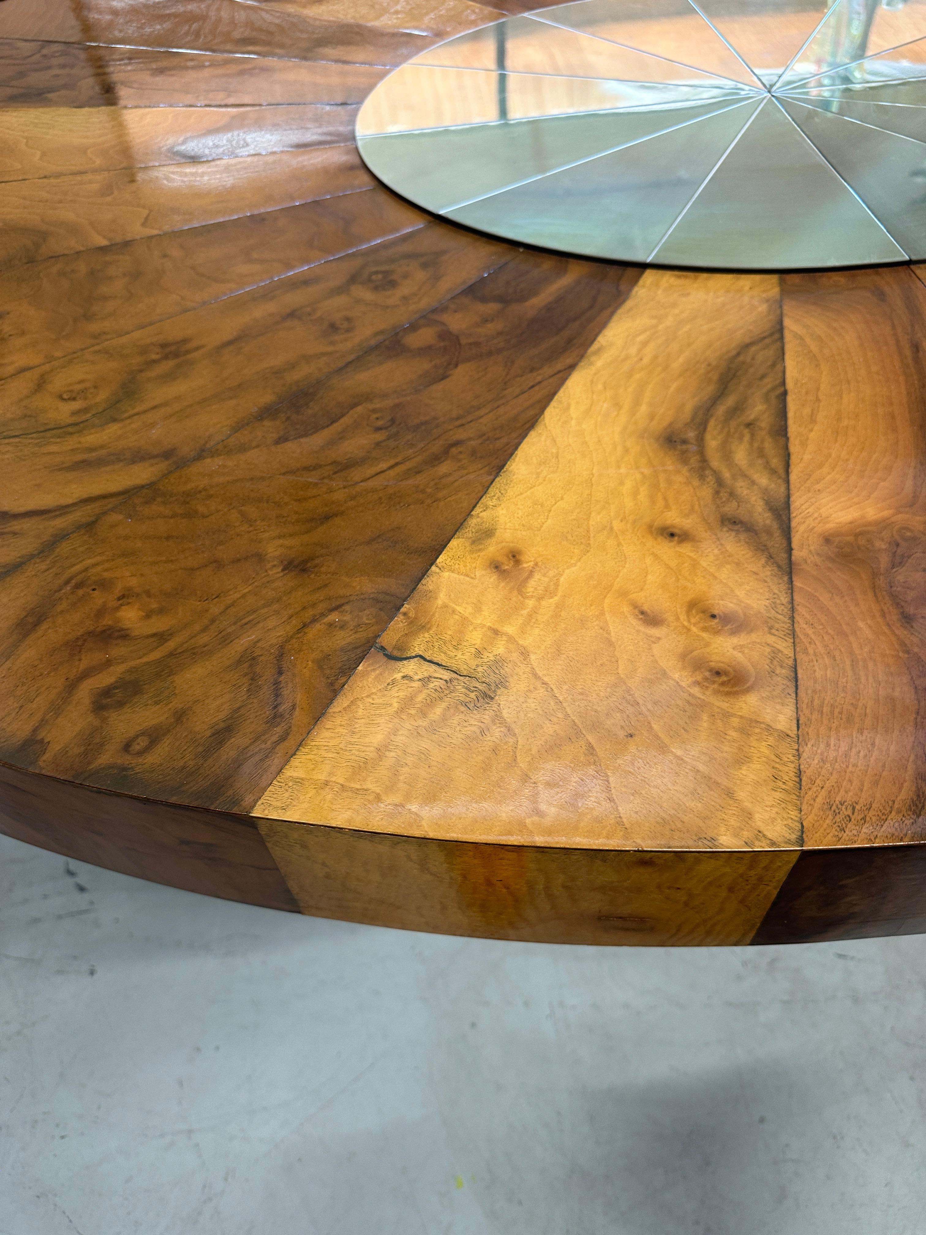 Paul Evans for Directional Burl Walnut and Brass Oval Extension Dining Table 4