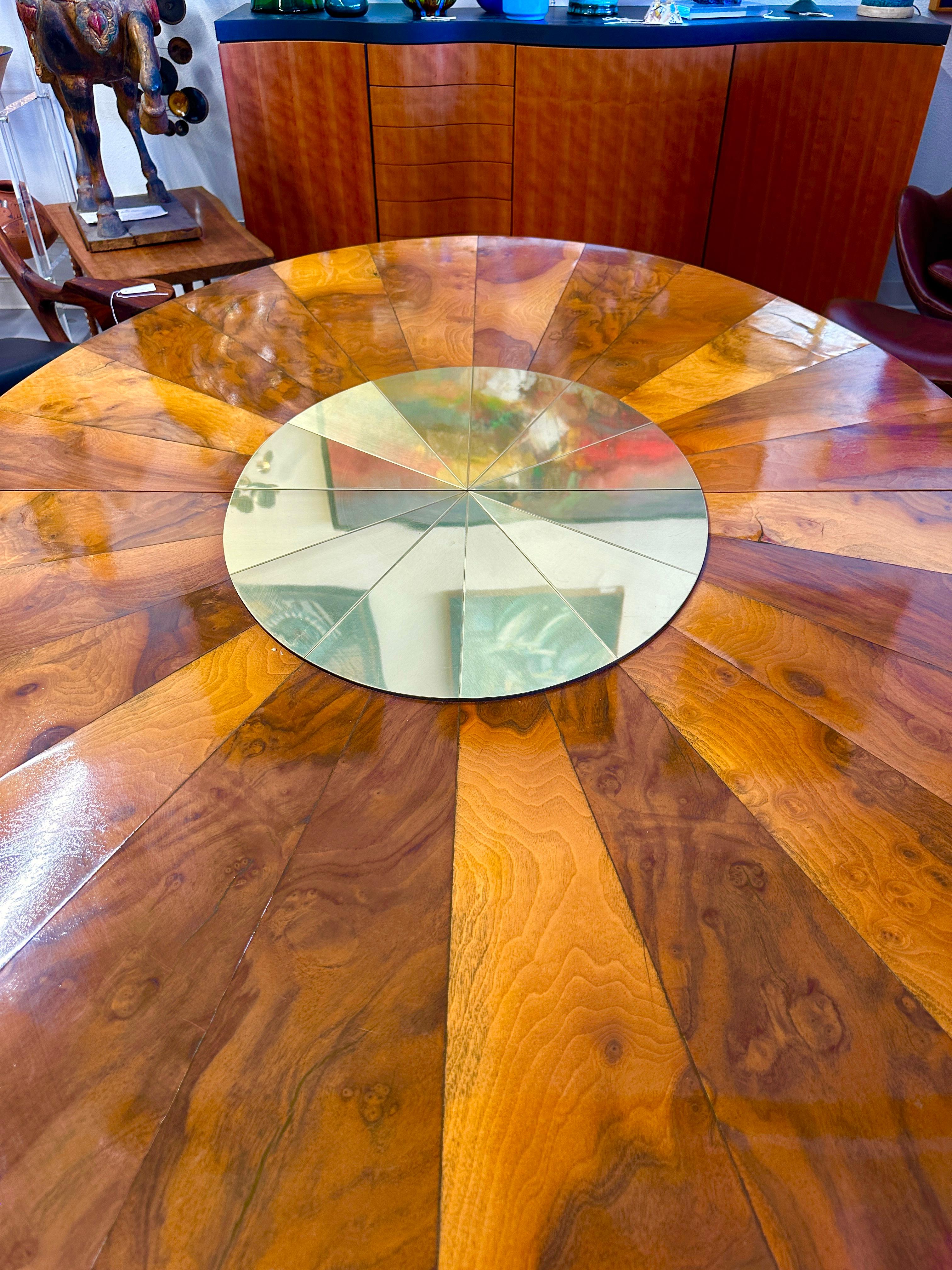 Paul Evans for Directional Burl Walnut and Brass Oval Extension Dining Table 5
