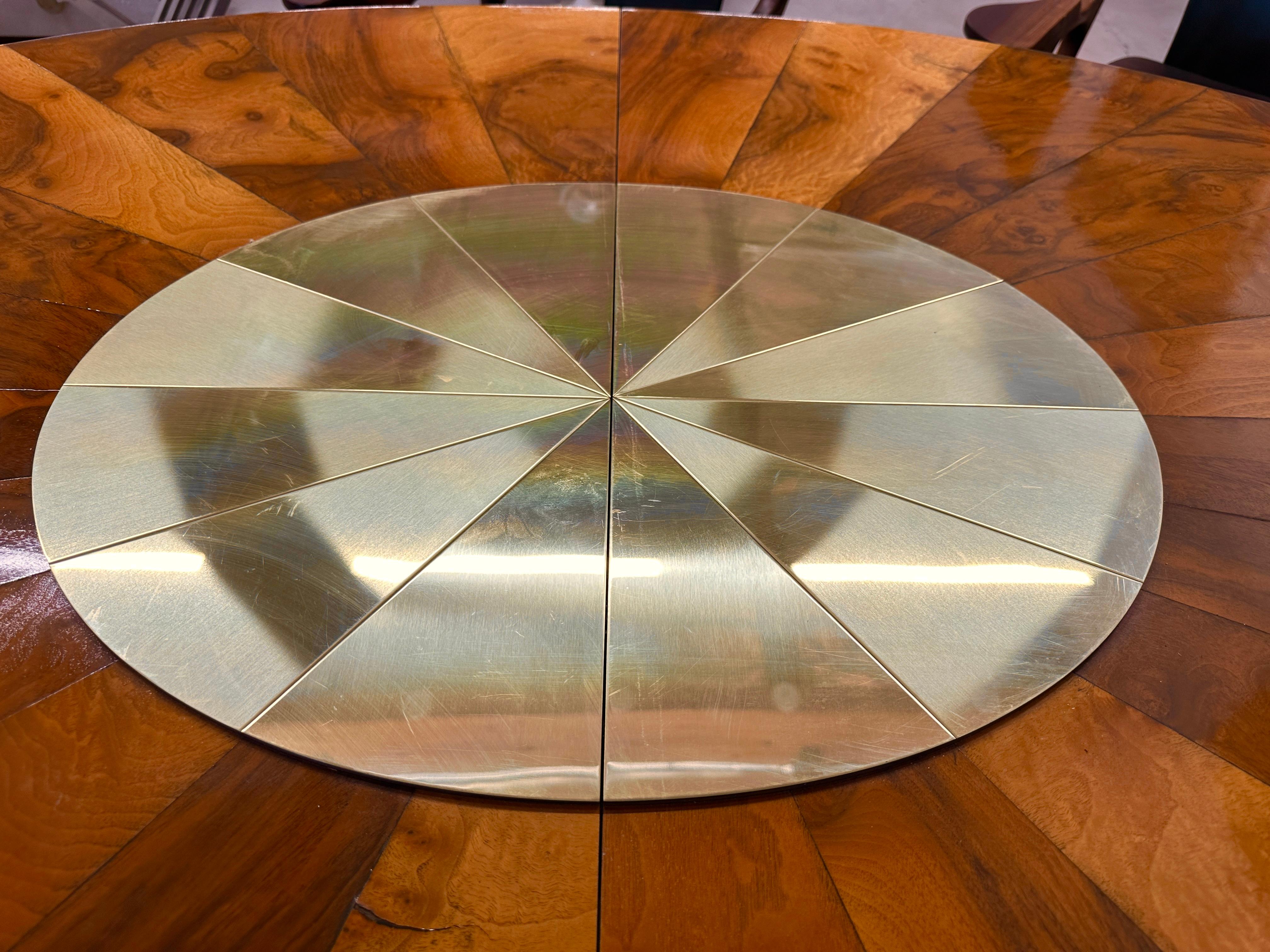 Paul Evans for Directional Burl Walnut and Brass Oval Extension Dining Table 6