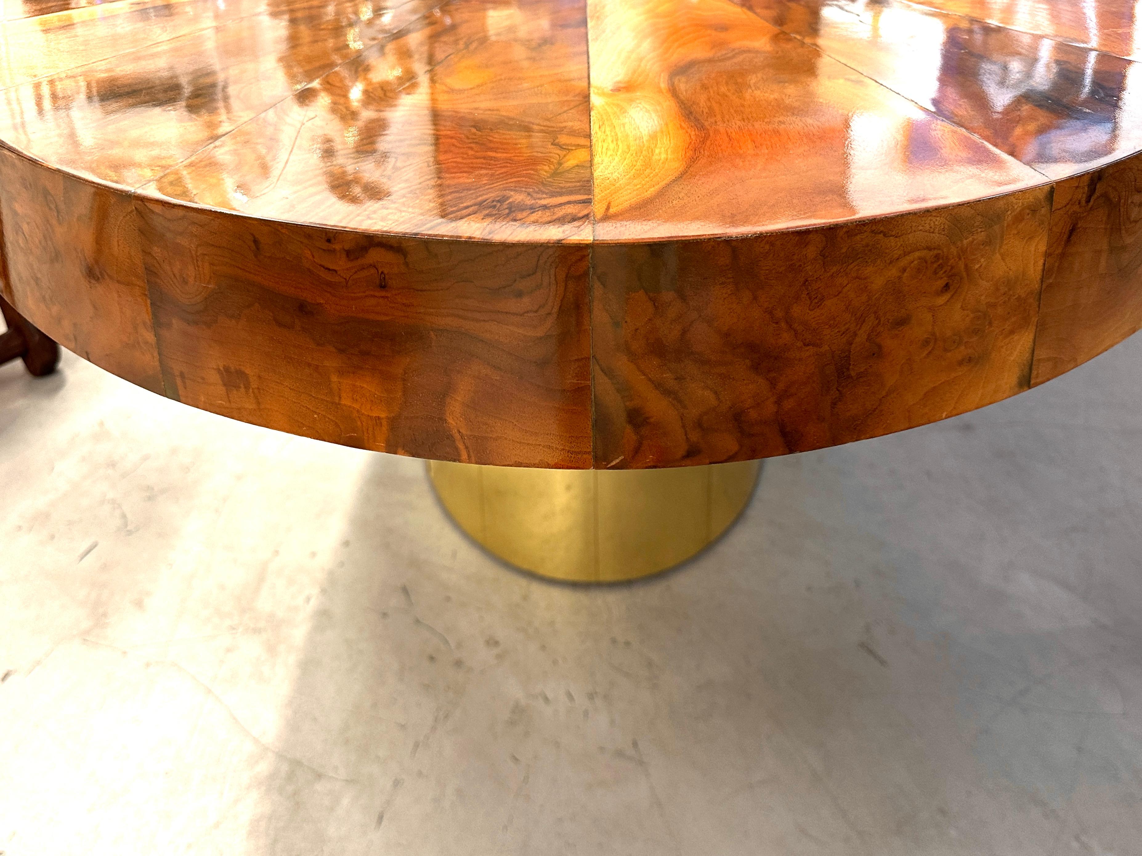 Paul Evans for Directional Burl Walnut and Brass Oval Extension Dining Table 8