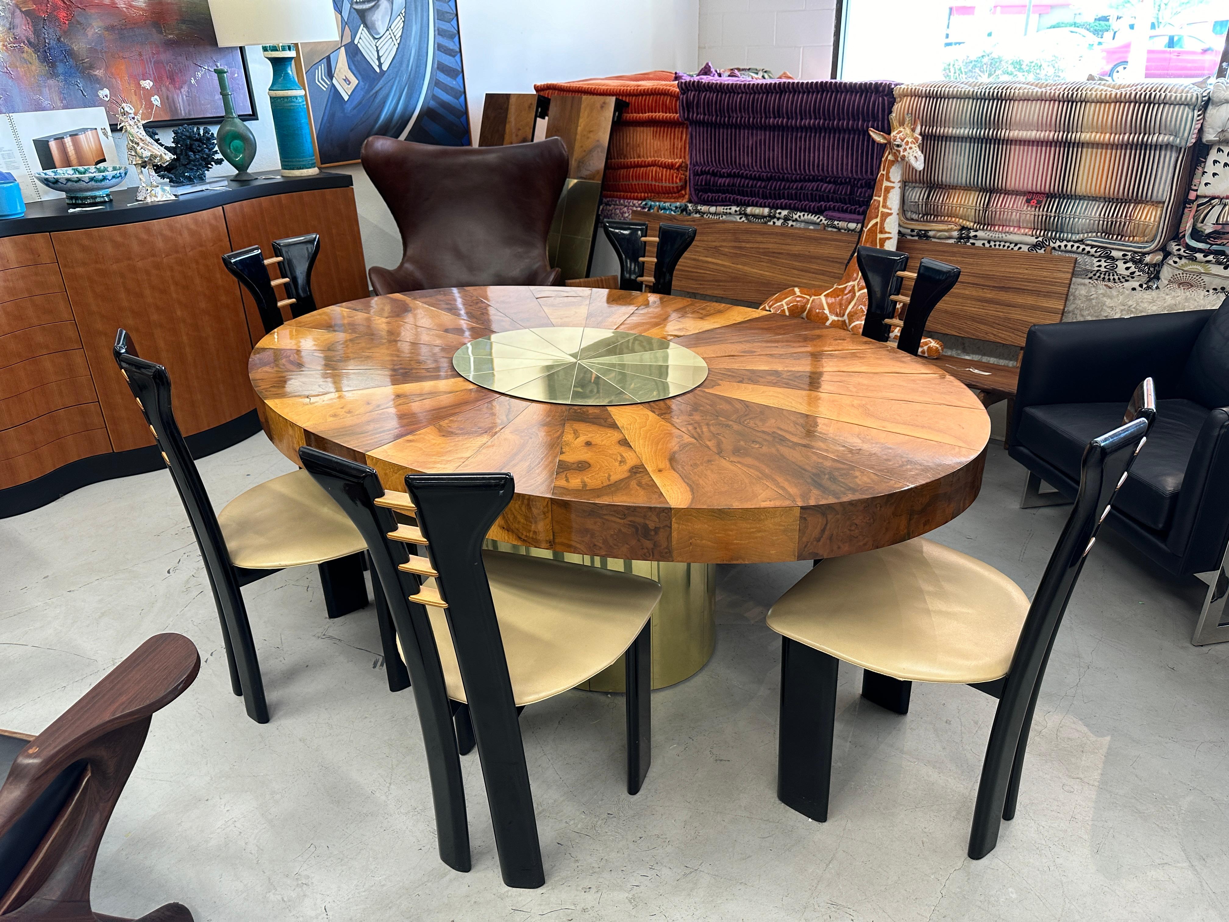 Paul Evans for Directional Burl Walnut and Brass Oval Extension Dining Table 14