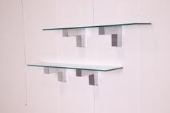 Paul Evans for Directional Chrome and Glass Floating Shelves or Console Tables