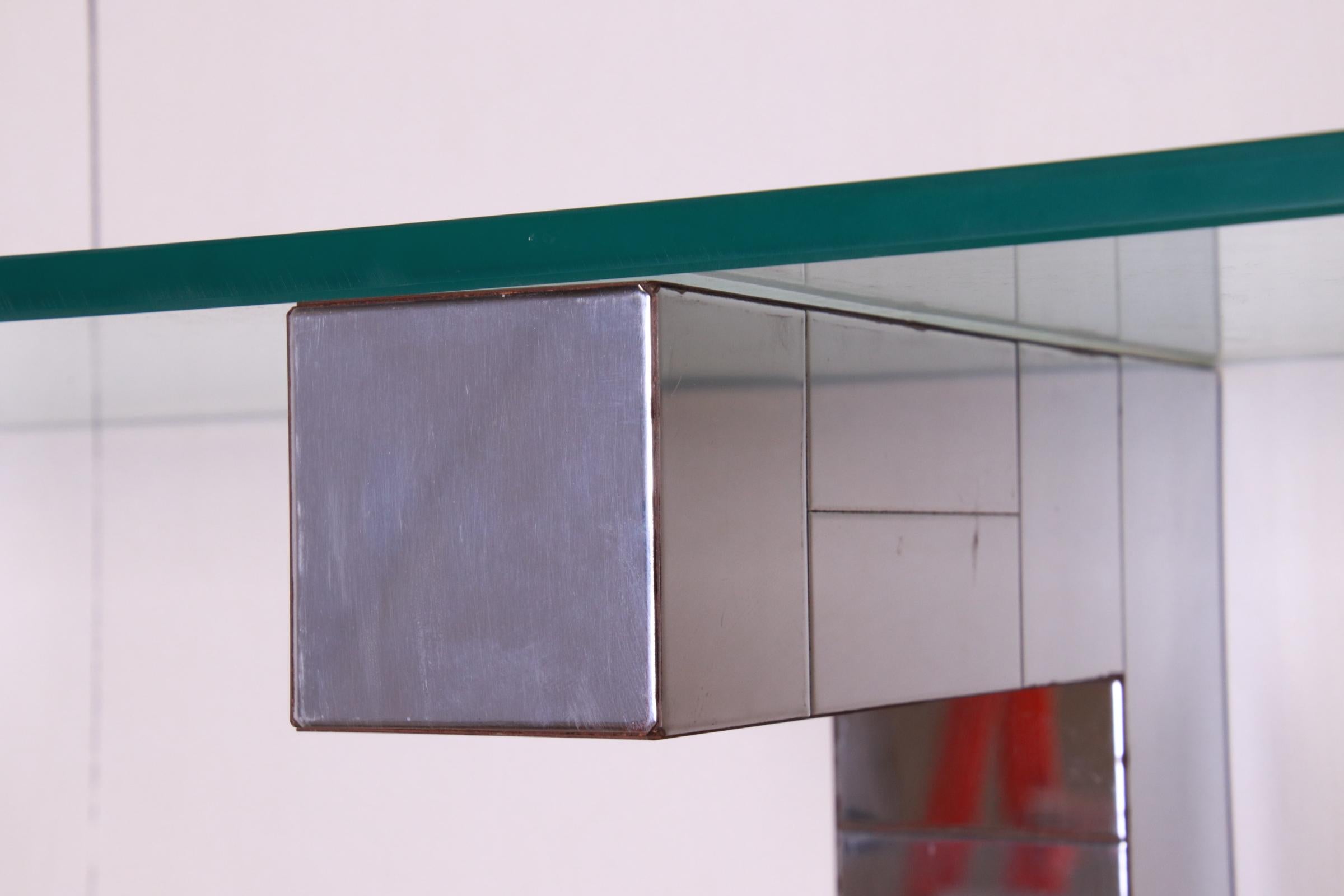 Mid-Century Modern Paul Evans for Directional Chrome and Glass Floating Shelves or Console Tables