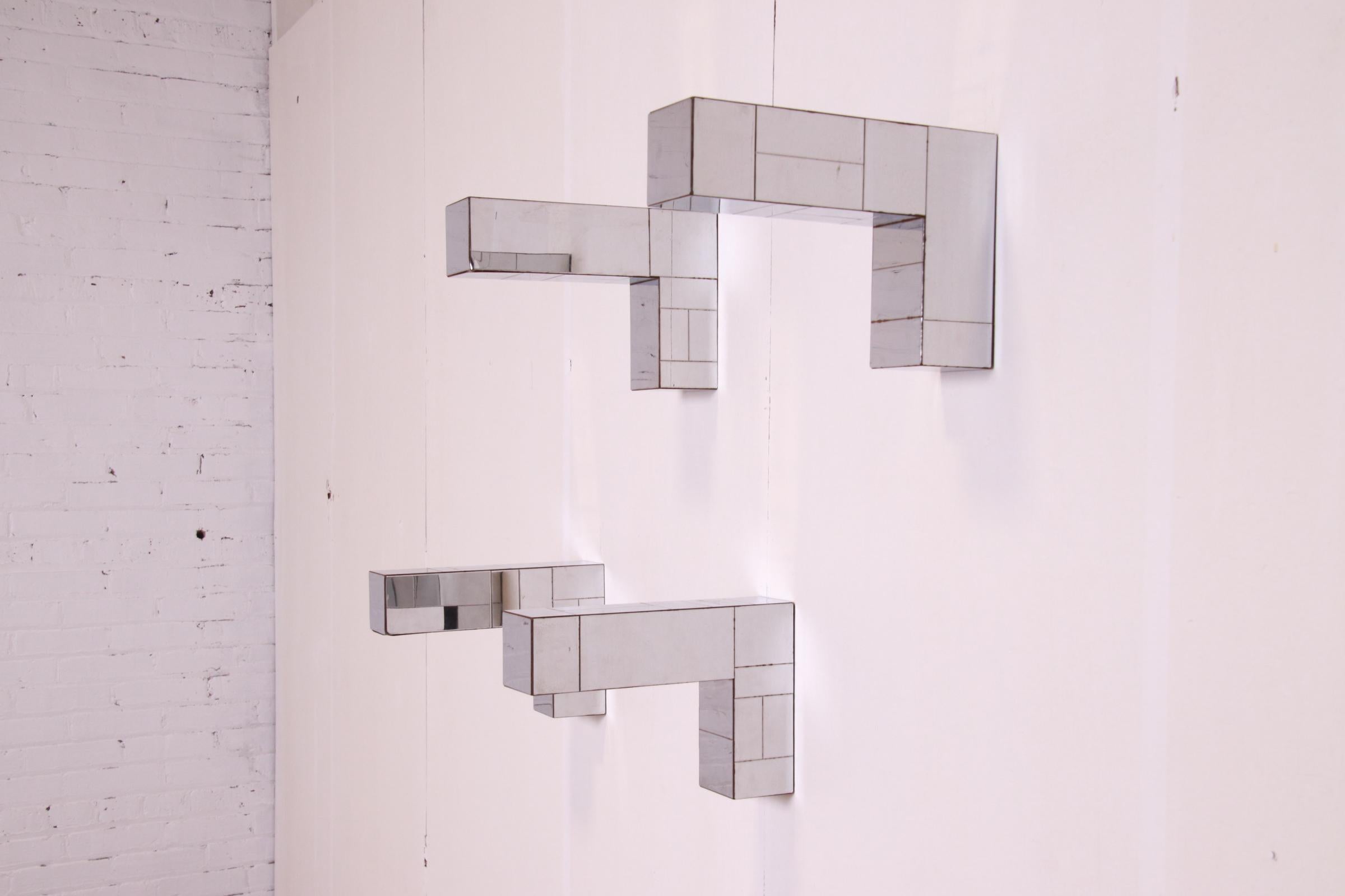 Late 20th Century Paul Evans for Directional Chrome and Glass Floating Shelves or Console Tables