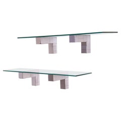 Paul Evans for Directional Chrome and Glass Floating Shelves or Console Tables