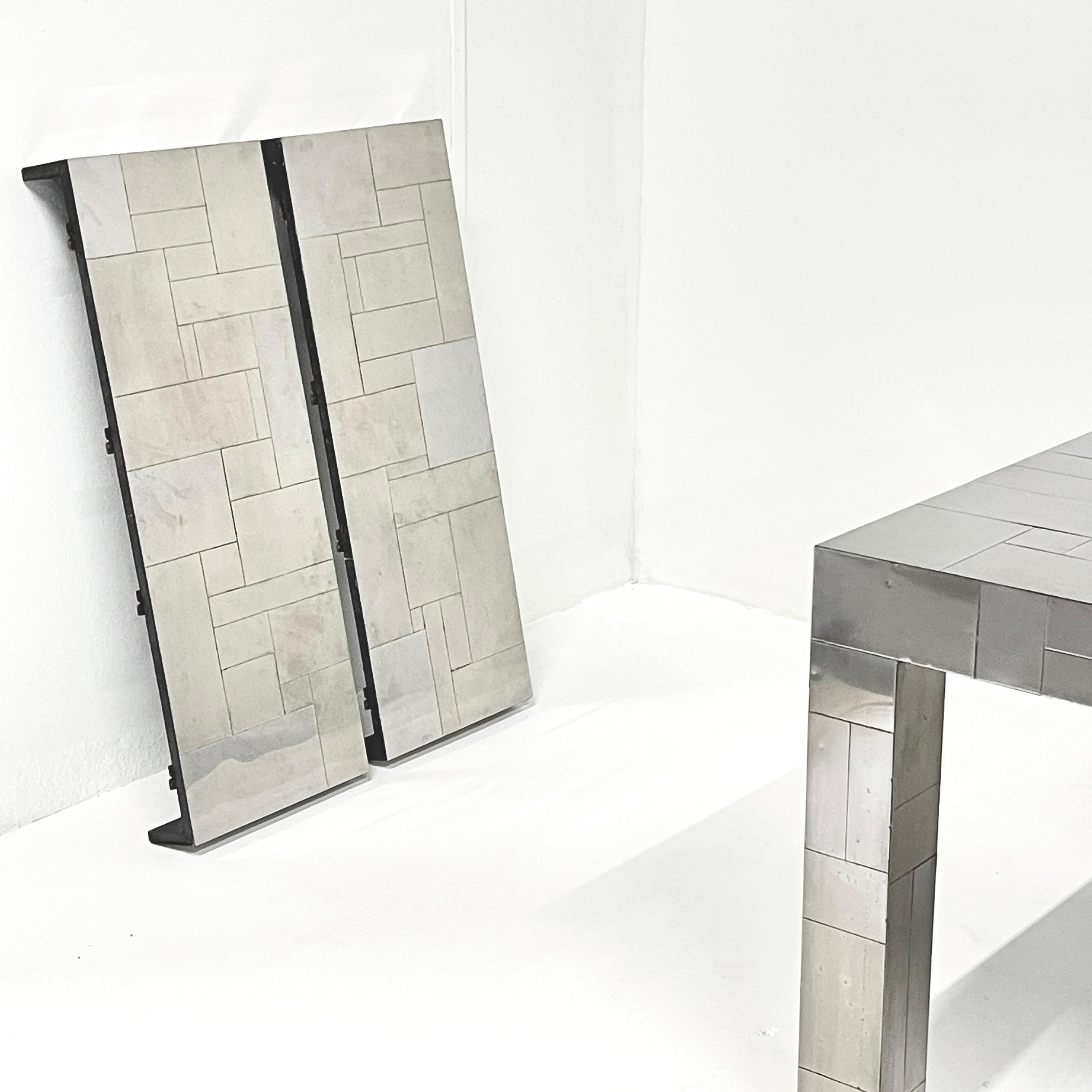 PAUL EVANS  for DIRECTIONAL Citiscape Chrome over Wood Extension Dining Table 5
