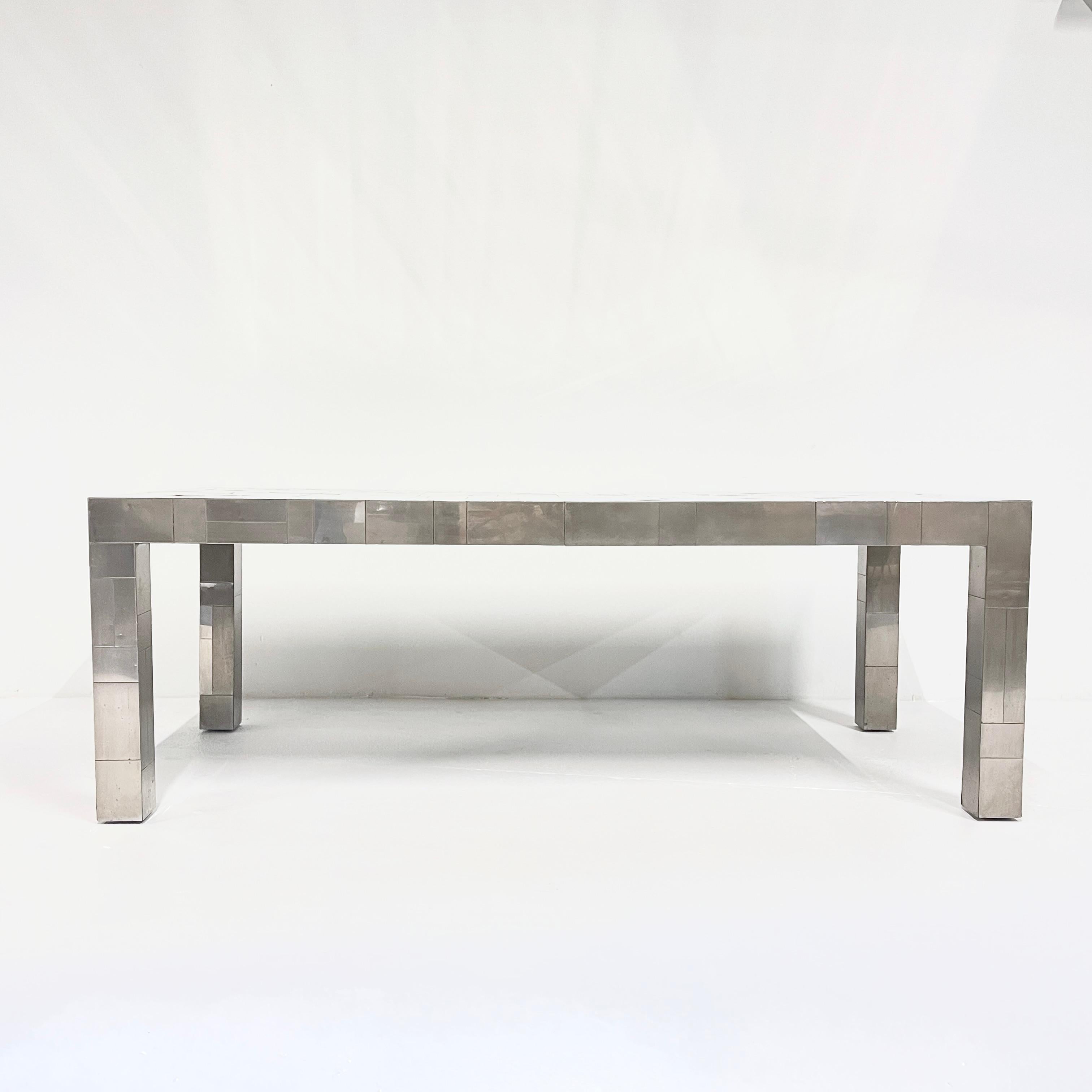 PAUL EVANS  for DIRECTIONAL Citiscape Chrome over Wood Extension Dining Table In Good Condition In Hudson, NY