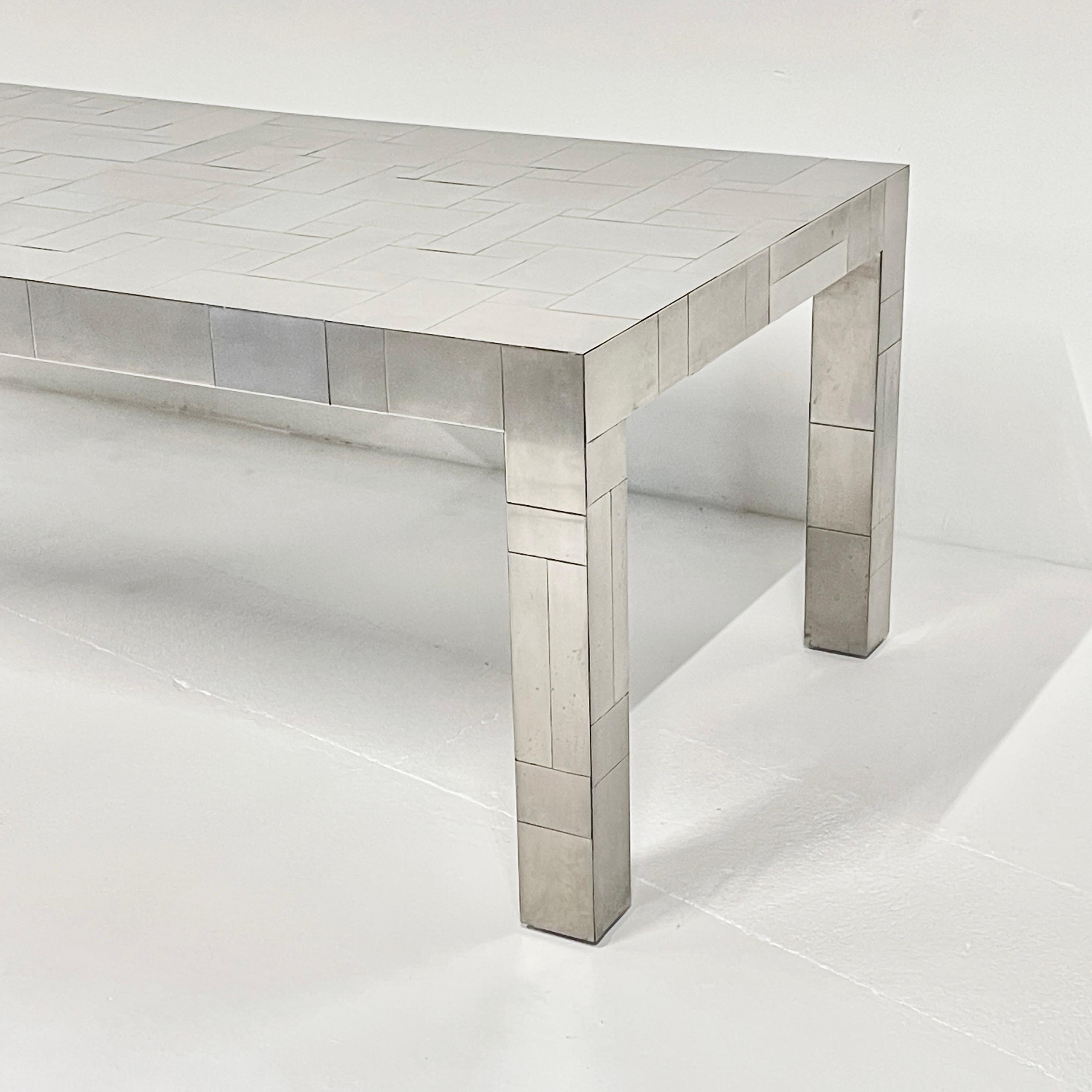 20th Century PAUL EVANS  for DIRECTIONAL Citiscape Chrome over Wood Extension Dining Table
