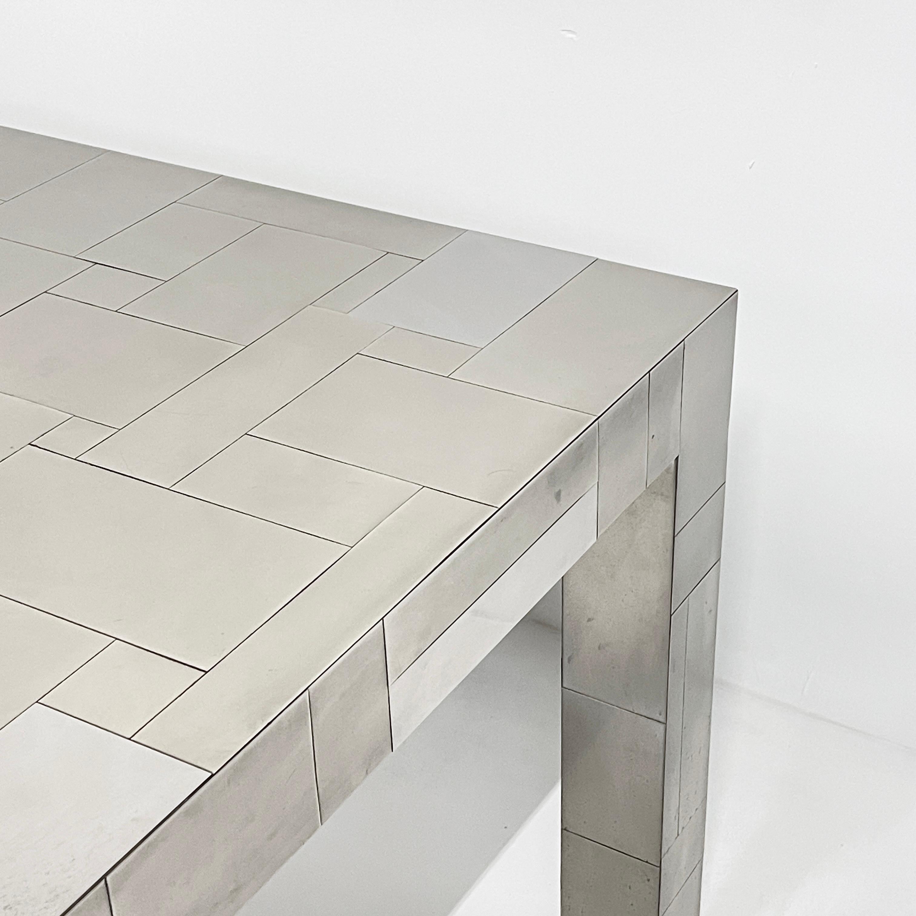 Steel PAUL EVANS  for DIRECTIONAL Citiscape Chrome over Wood Extension Dining Table