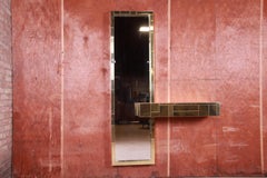 Paul Evans pour Directional Cityscape Miroir en laiton et table console flottante