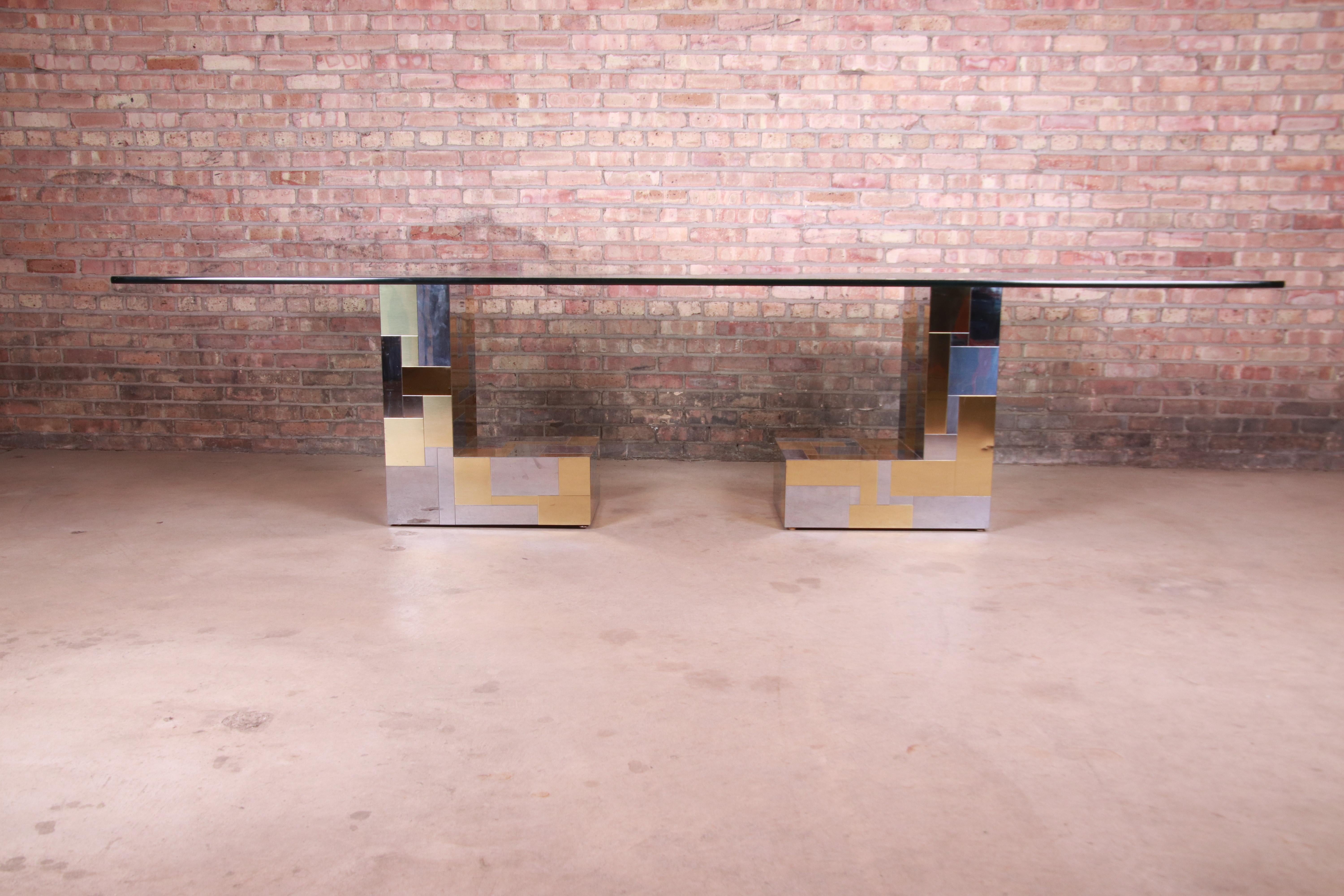 Mid-Century Modern Paul Evans for Directional Cityscape Chrome and Brass Dining Table, 1970s