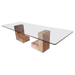 Paul Evans for Directional Cityscape Chrome and Brass Dining Table, 1970s
