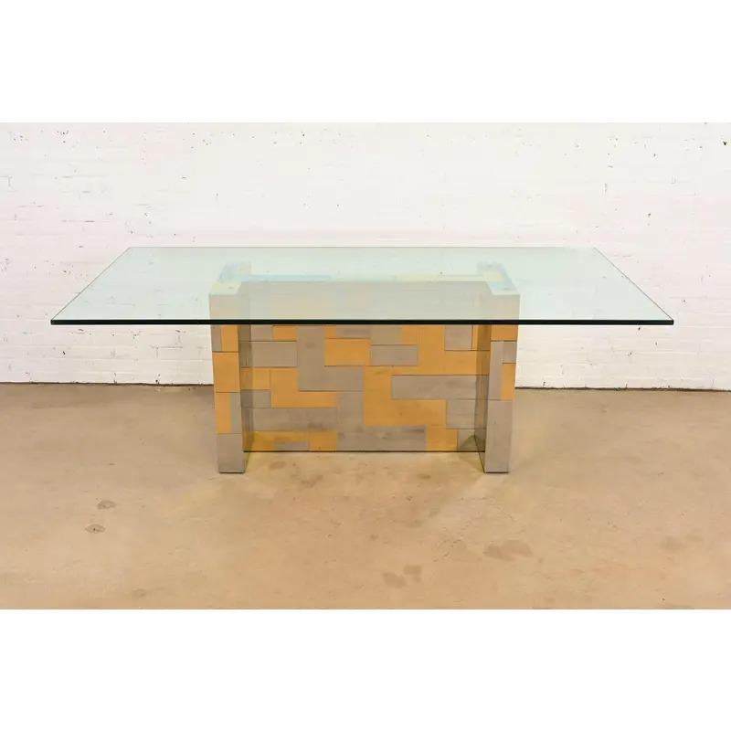 Mid-Century Modern Paul Evans for Directional Cityscape Chrome Pedestal Dining Table, 1970s For Sale