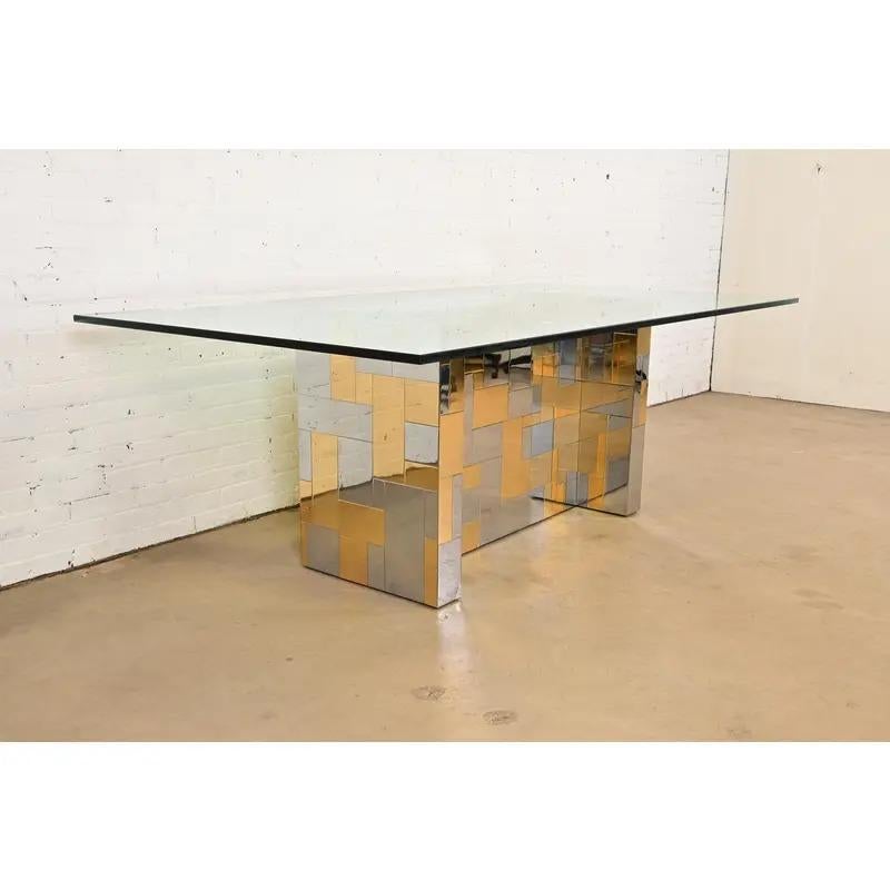 Paul Evans for Directional Cityscape Chrome Pedestal Dining Table, 1970s In Good Condition For Sale In South Bend, IN