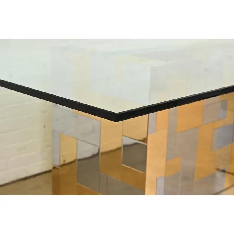 Brass Paul Evans for Directional Cityscape Chrome Pedestal Dining Table, 1970s For Sale