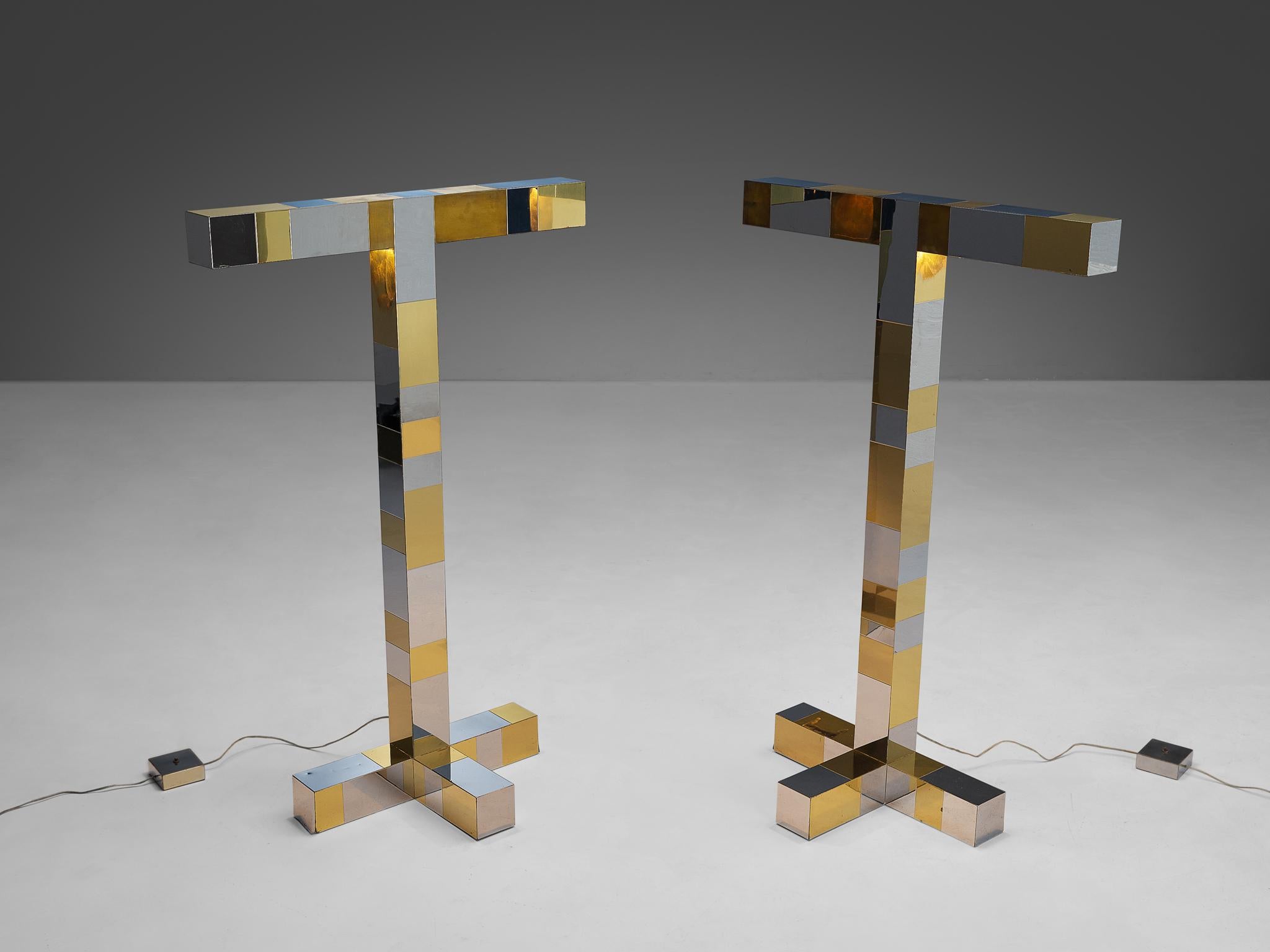 Brass Paul Evans for Directional 'Cityscape' Floor Lamps  For Sale