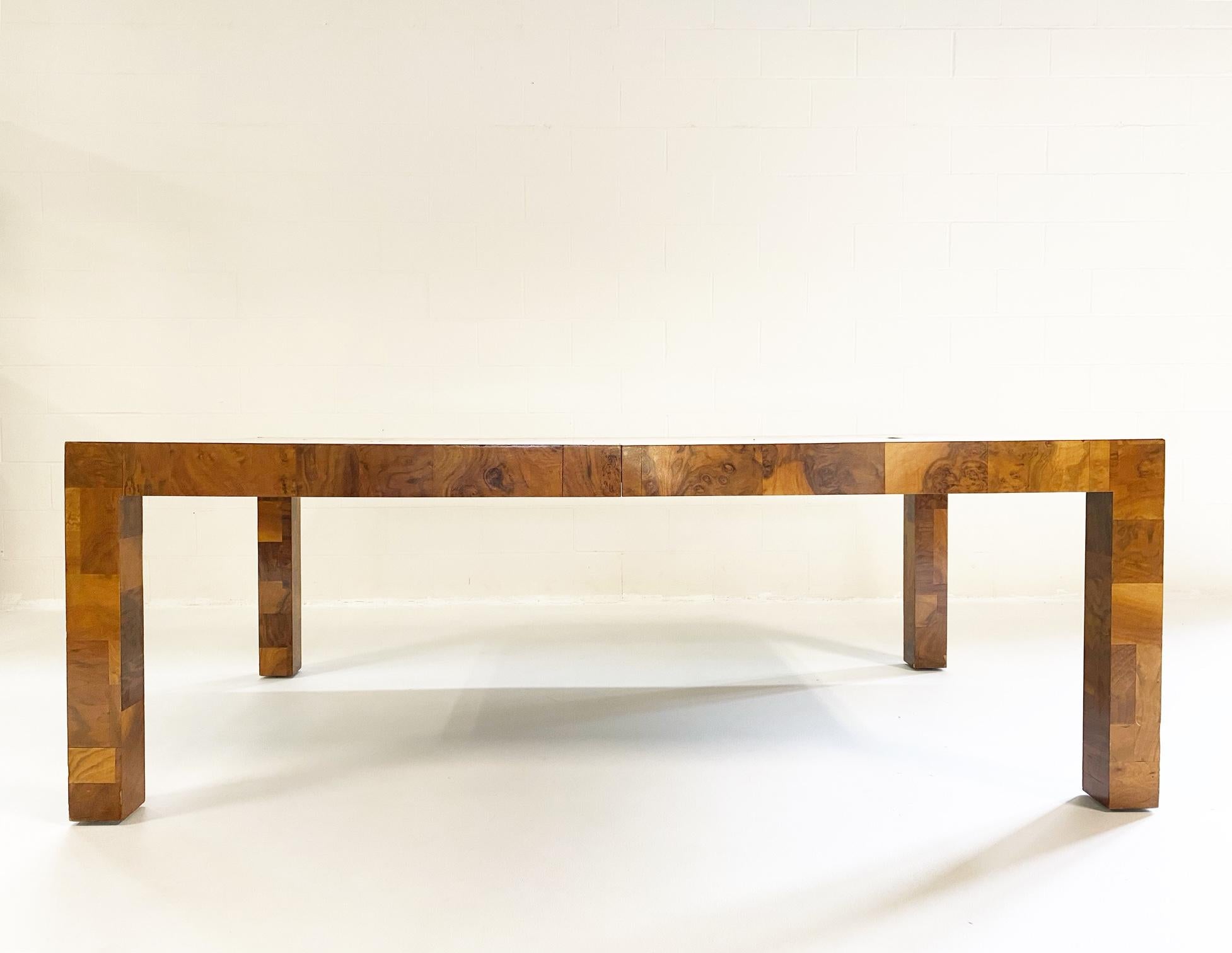 Mid-Century Modern Paul Evans for Directional Cityscape Patchwork Burl Wood Dining Table