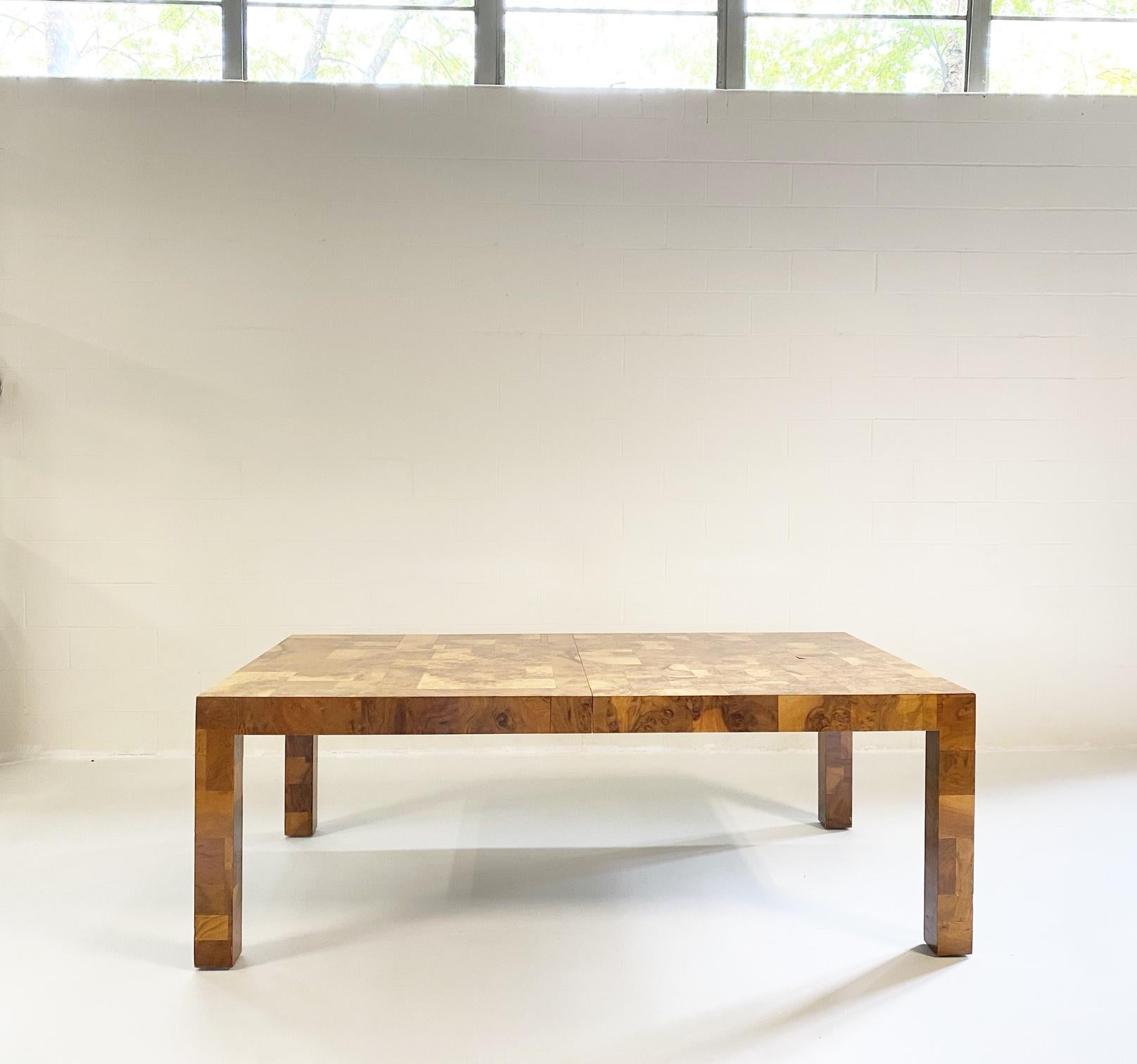 Mid-Century Modern Paul Evans for Directional Cityscape Patchwork Burl Wood Dining Table