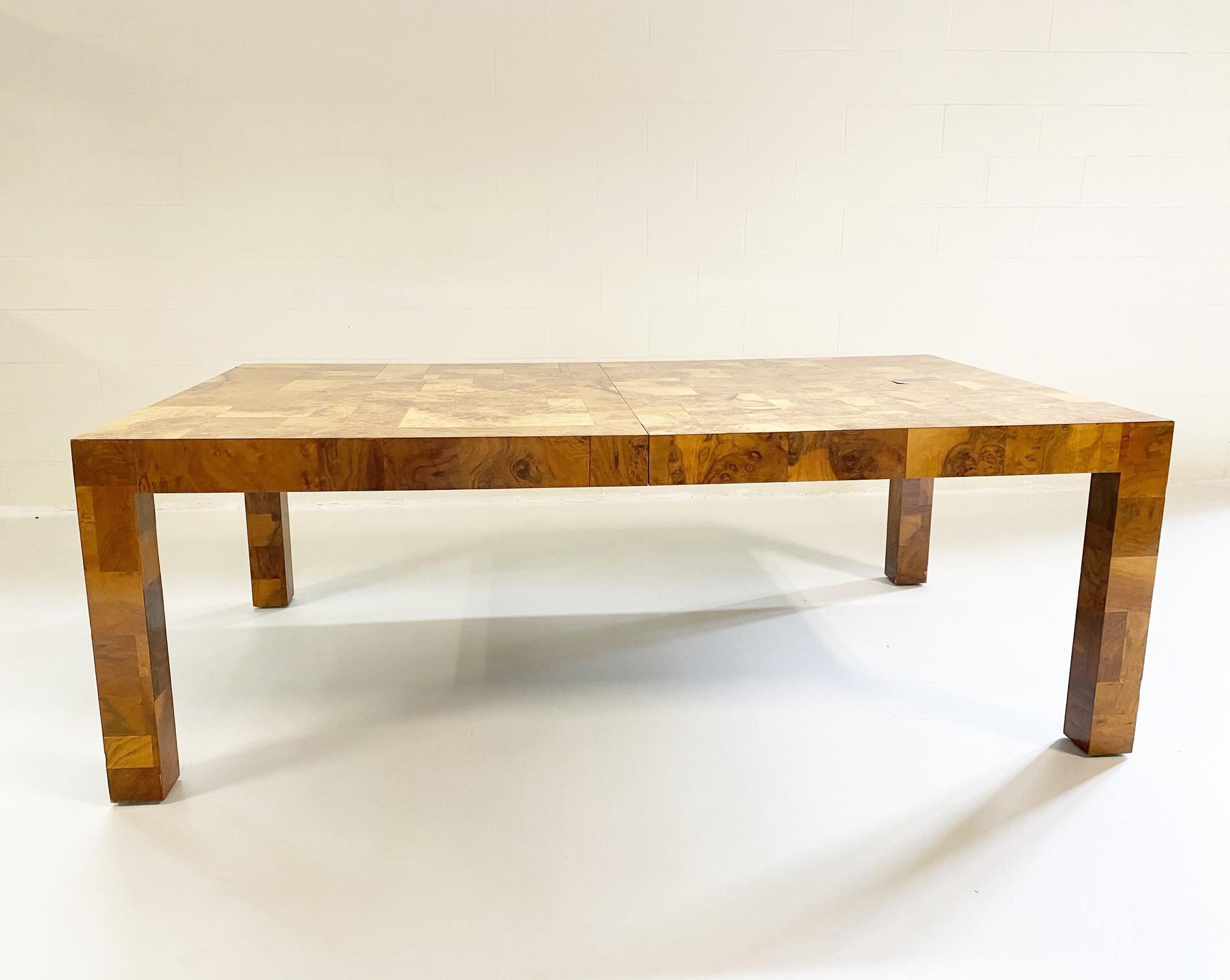 Paul Evans for Directional Cityscape Patchwork Burl Wood Dining Table In Good Condition In SAINT LOUIS, MO