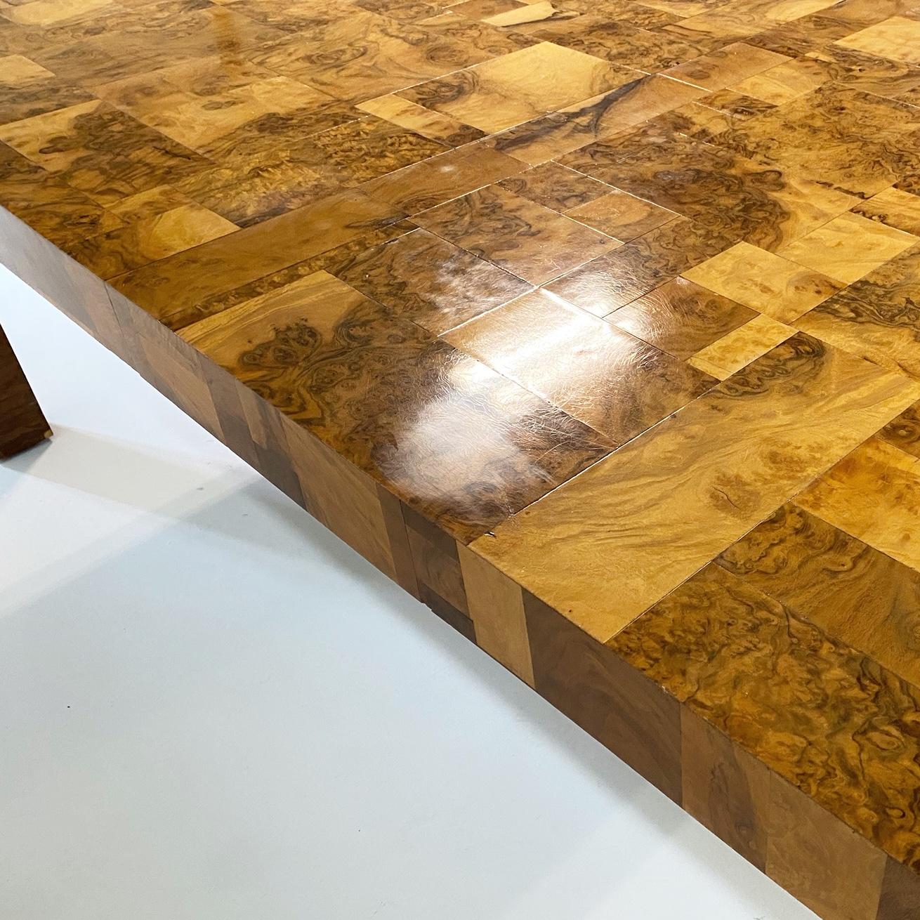 Late 20th Century Paul Evans for Directional Cityscape Patchwork Burl Wood Dining Table