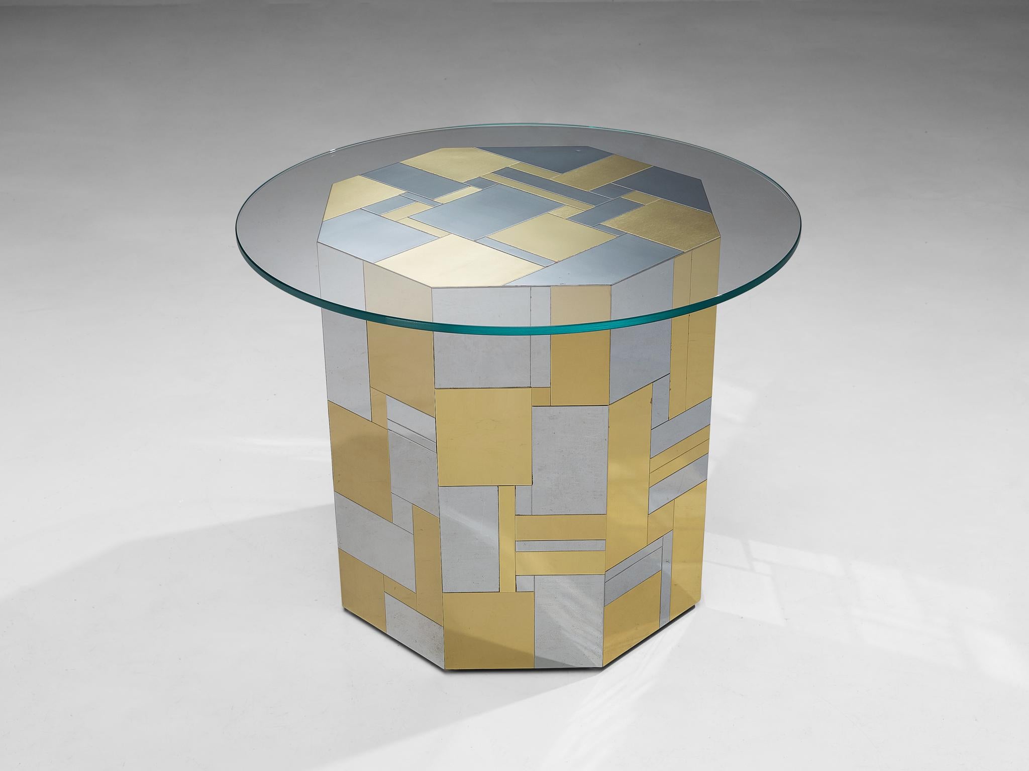 Paul Evans for Directional 'Cityscape' PE200 Side Table in Steel and Brass 4