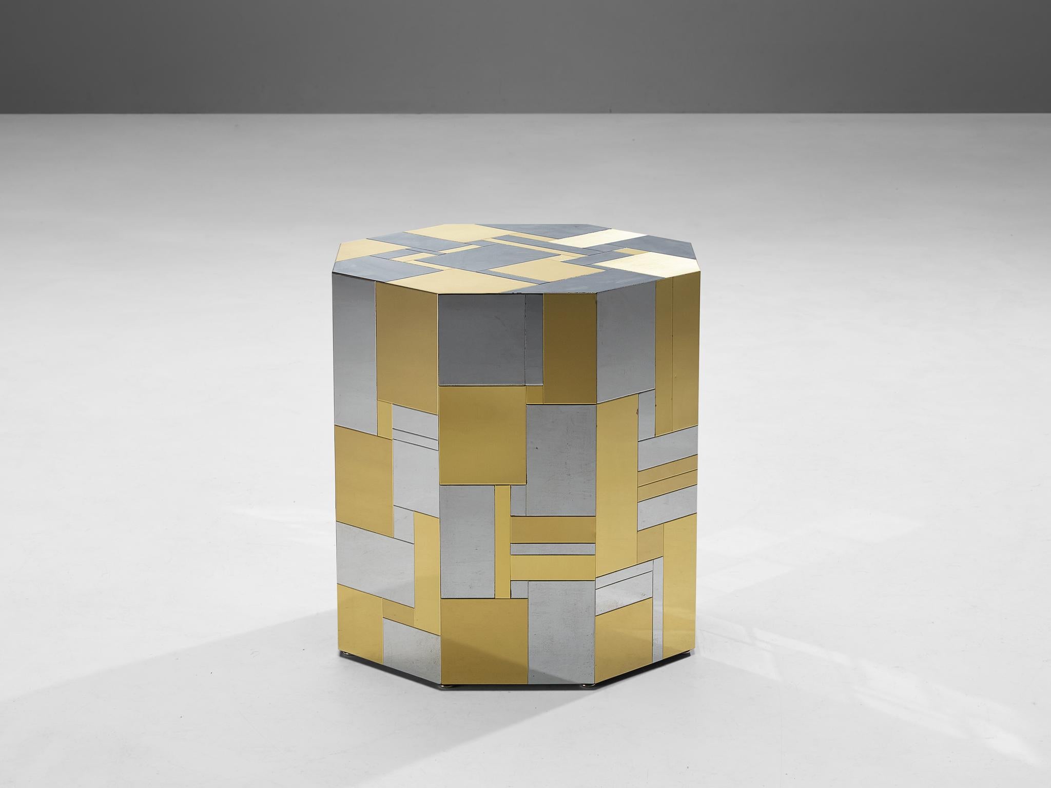 Paul Evans for Directional 'Cityscape' PE200 Side Table in Steel and Brass 6