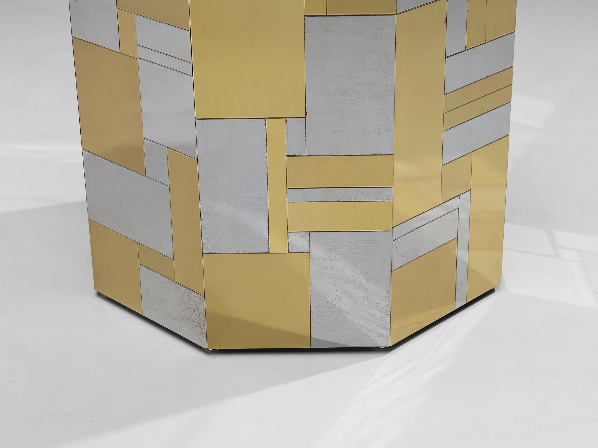 Post-Modern Paul Evans for Directional 'Cityscape' PE200 Side Table in Steel and Brass
